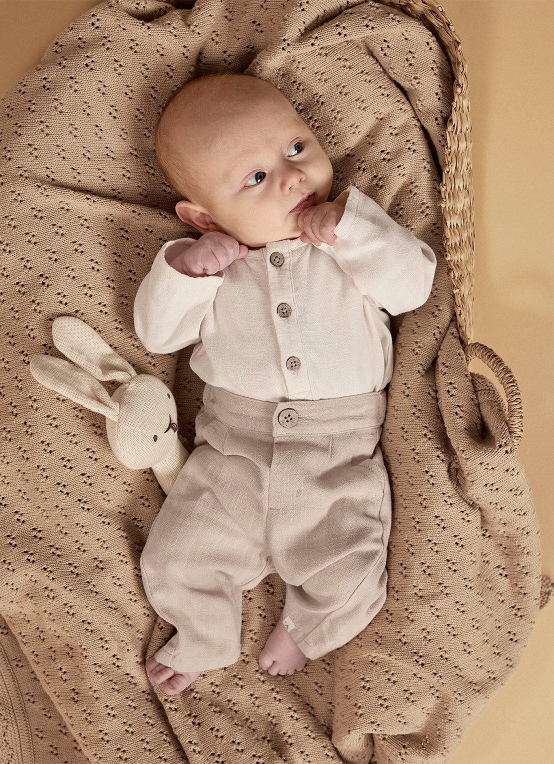 Lil 'Atelier NBMFreddie straight fit pantalon - voorkant 4 beige