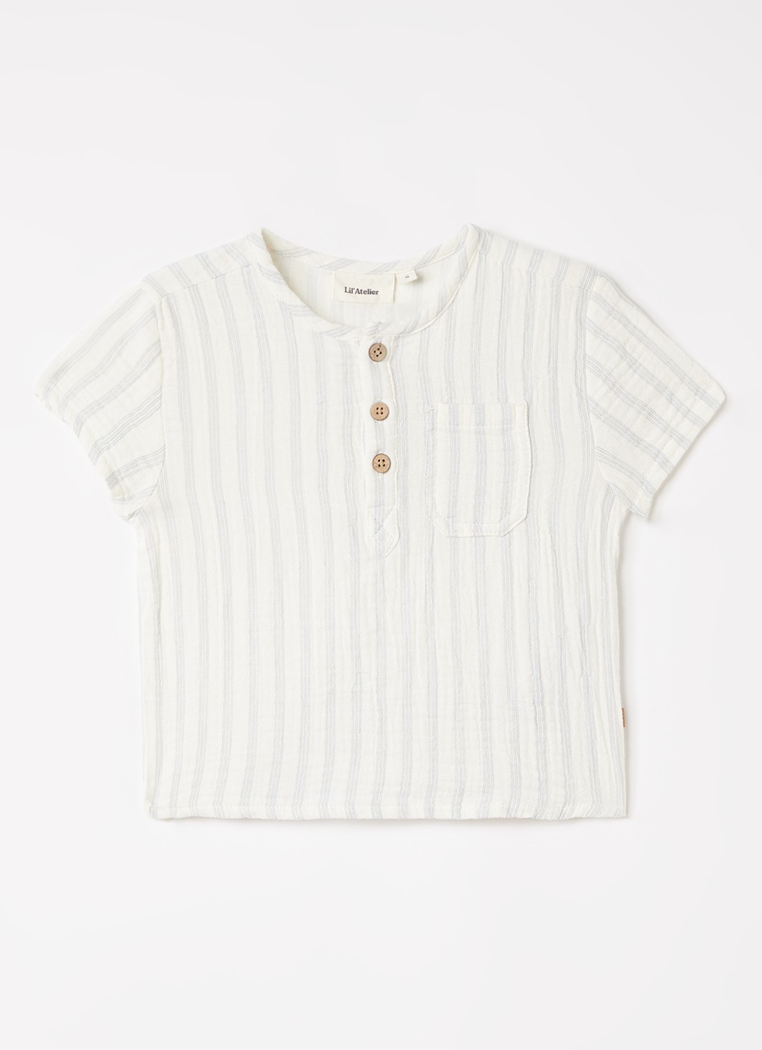 Lil 'Atelier NBMHagi T-shirt met streepprint - voorkant 3 gebroken wit