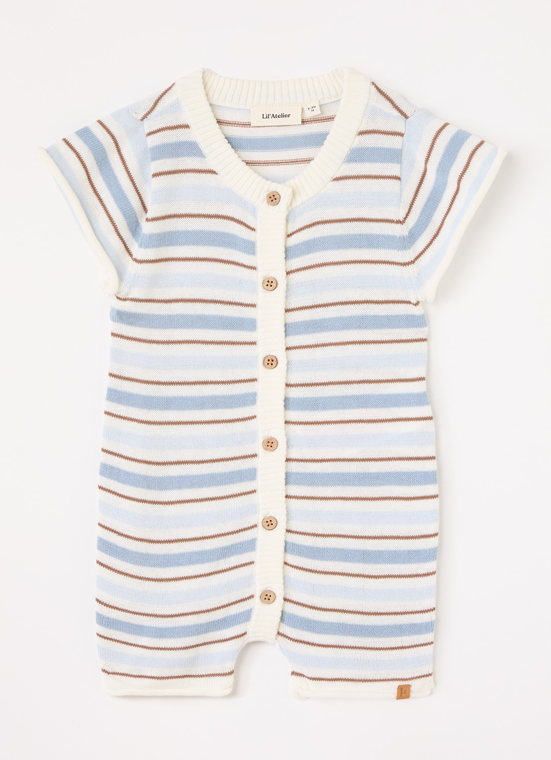 Lil 'Atelier NBMHito babypak met streepprint - voorkant staalblauw