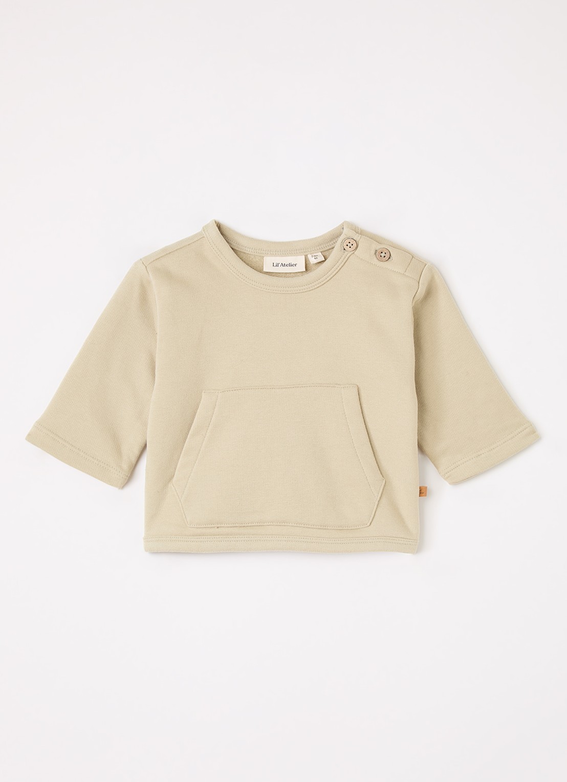 Lil 'Atelier NBMIlondon Rea sweater met kangoeroezak - voorkant beige