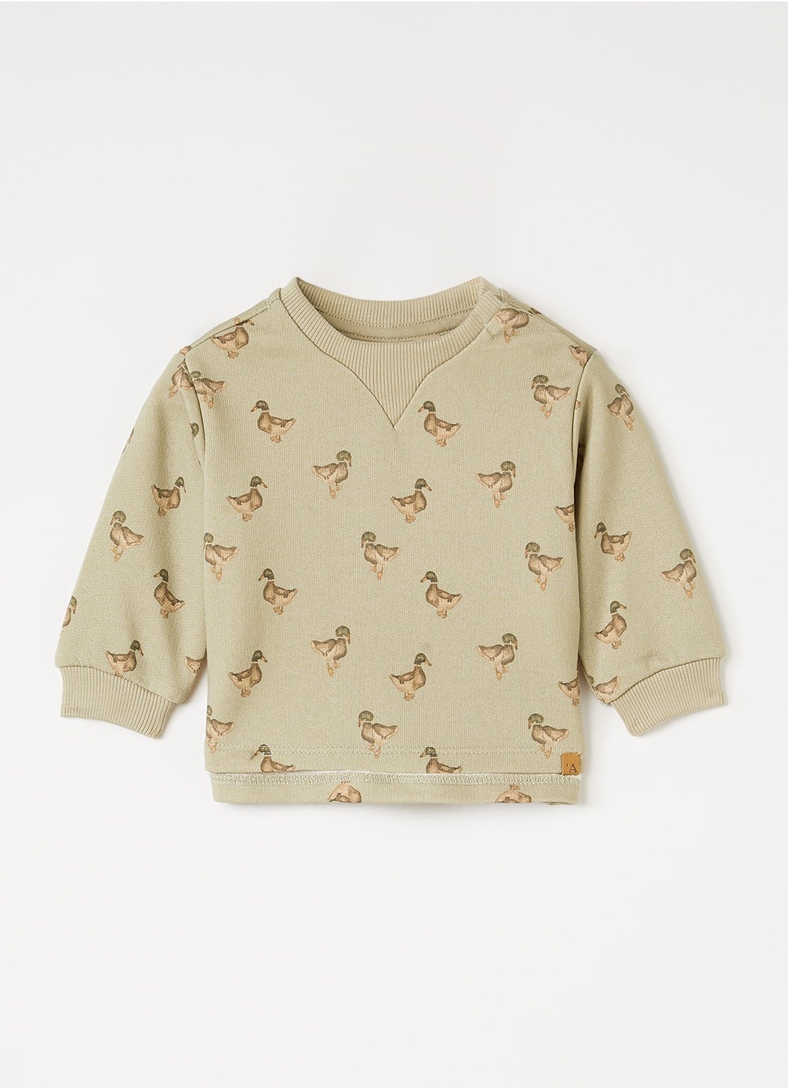 Lil 'Atelier NBMJobo sweater met print - voorkant mosgroen