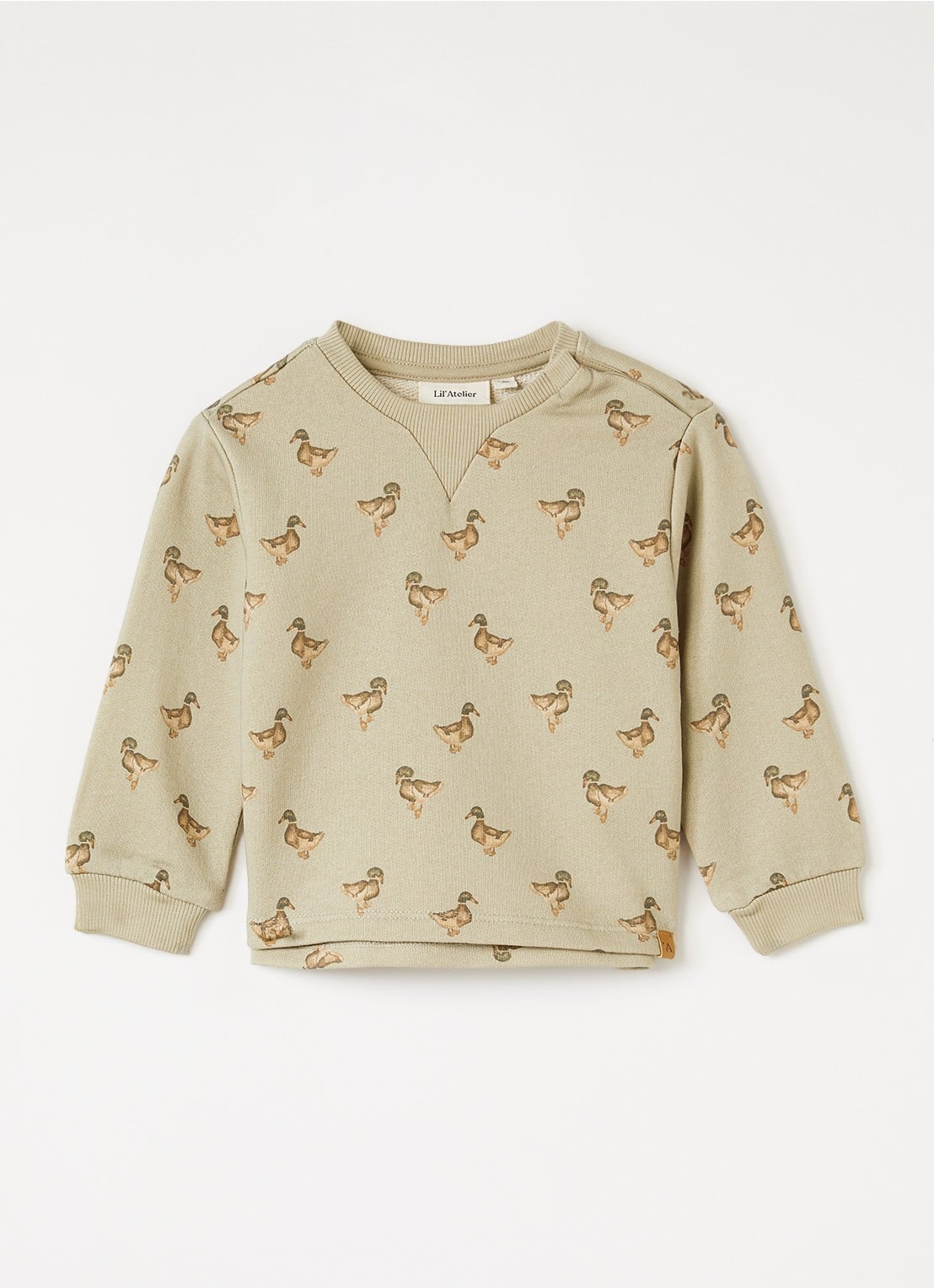Lil 'Atelier NBMJobo sweater met print - voorkant 3 mosgroen
