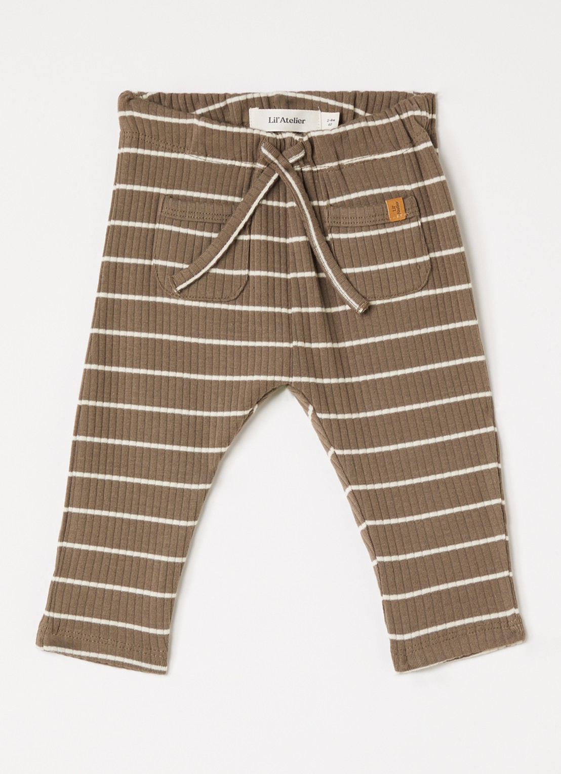 Lil 'Atelier NBMKail legging met streepprint - voorkant 2 zand