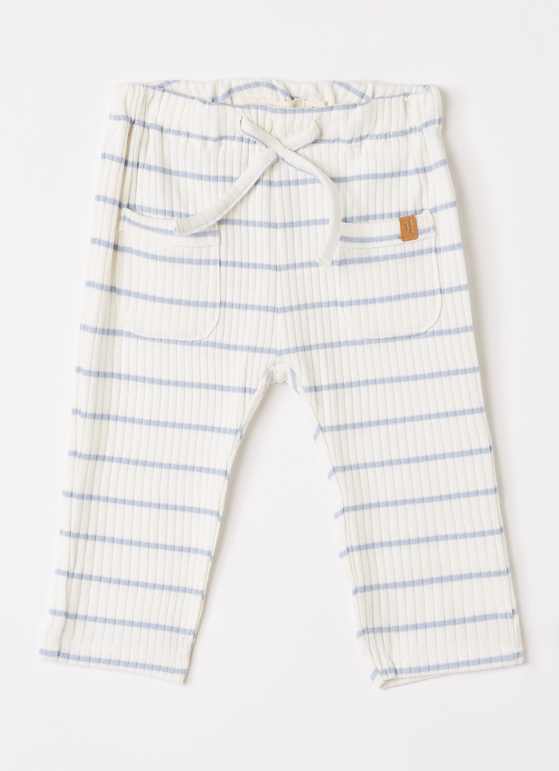 Lil 'Atelier NBMKail straight fit babybroek met streepprint - voorkant 2 gebroken wit
