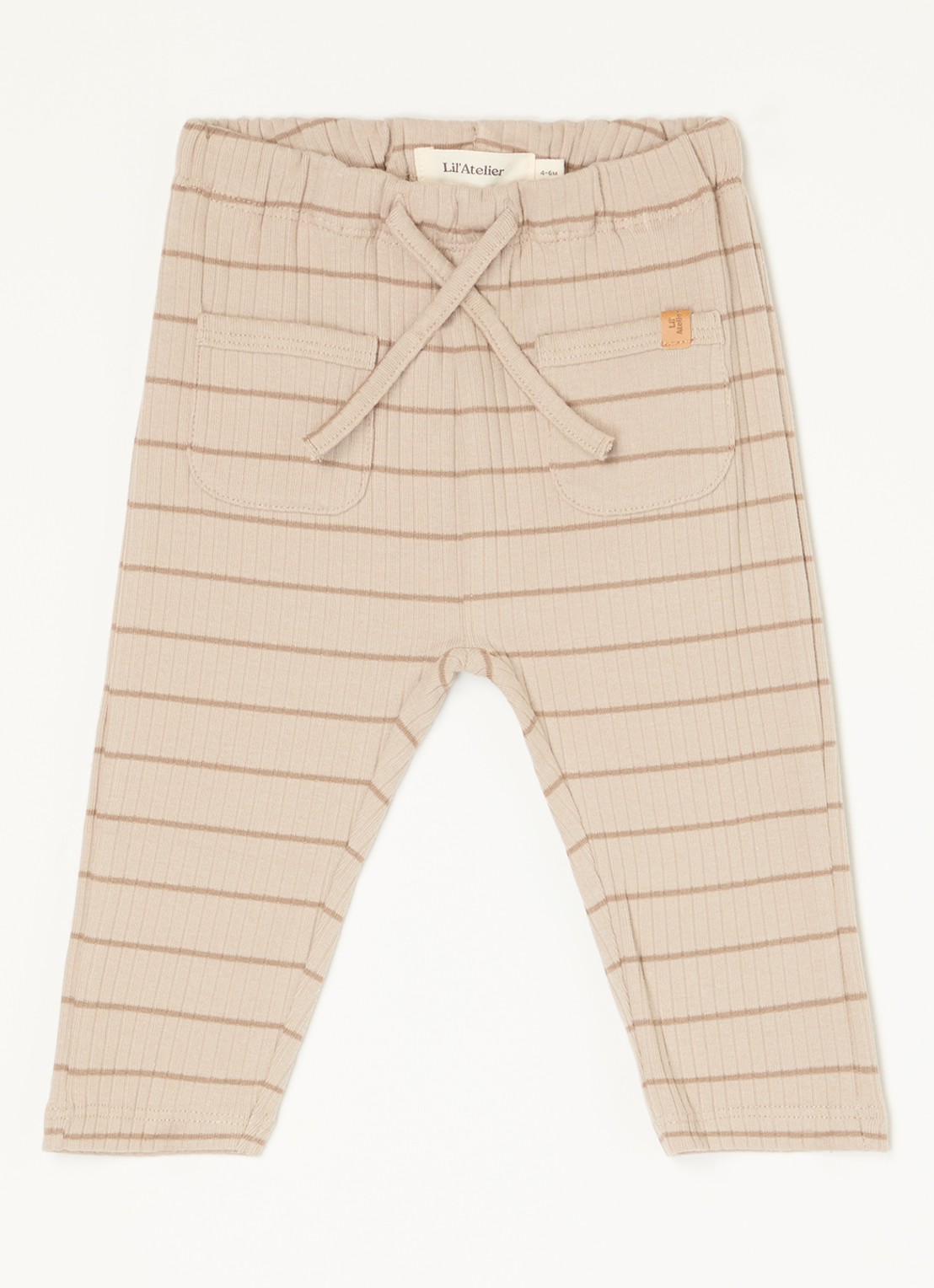 Lil 'Atelier NBMKail tapered fit joggingbroek van  katoen - voorkant 2 donkerbeige