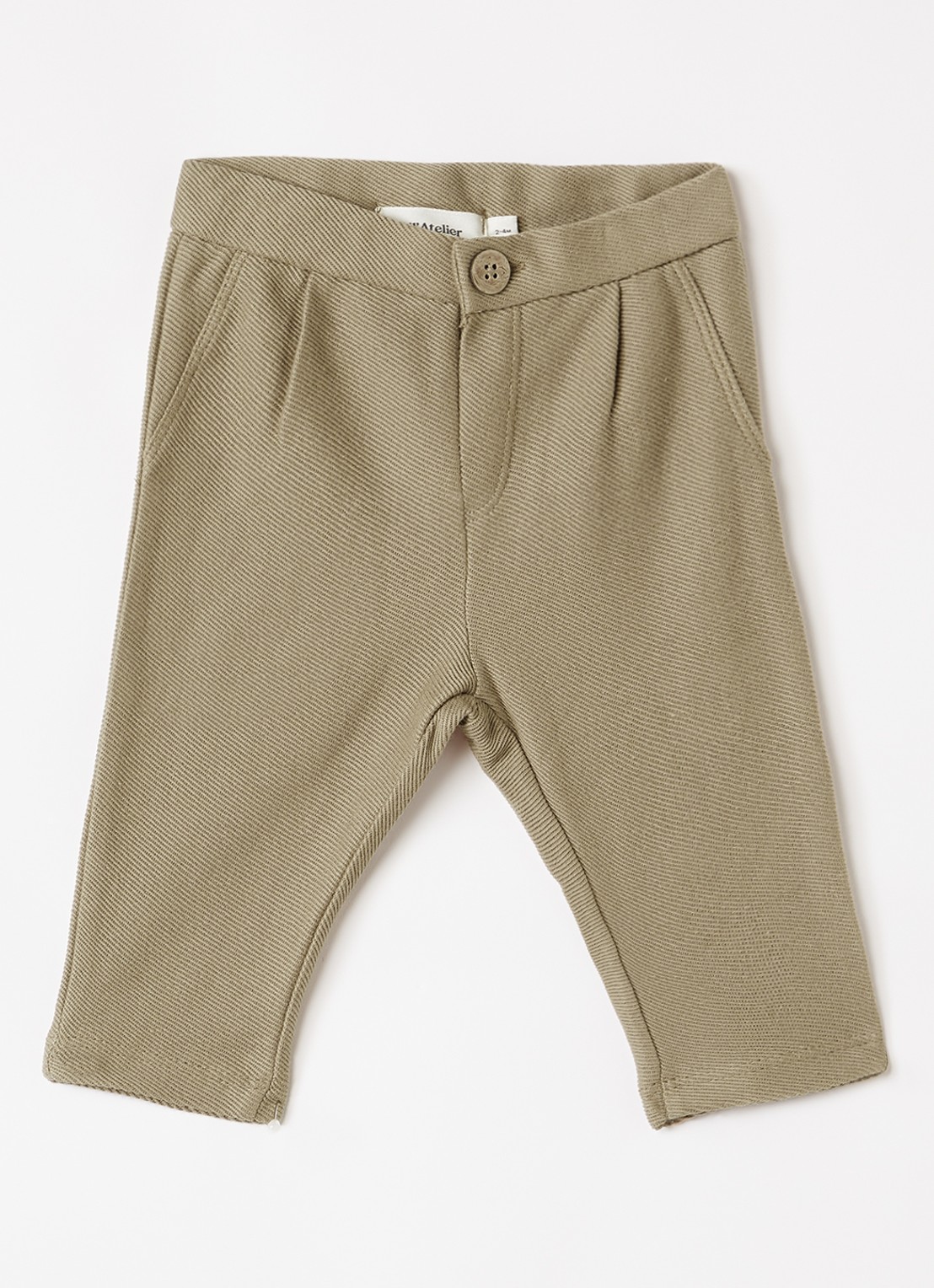 Lil 'Atelier NBMKaleo straight fit broek van katoen - voorkant khaki