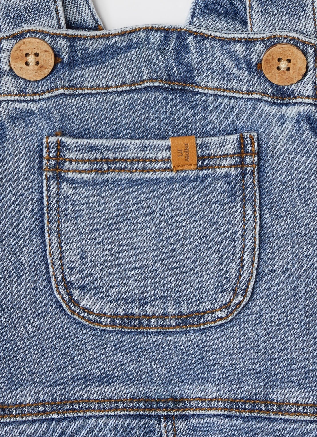 Lil 'Atelier NBMKarole straight fit tuinbroek van denim - detail indigo