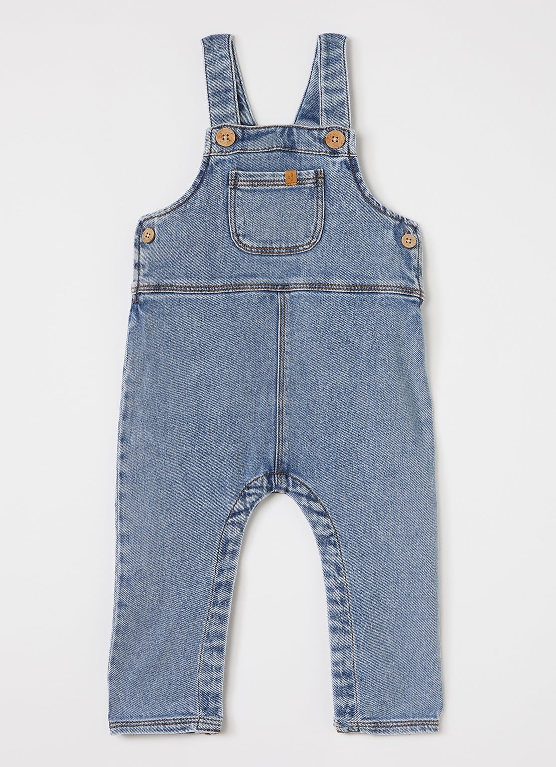 Lil 'Atelier NBMKarole straight fit tuinbroek van denim - voorkant 2 indigo