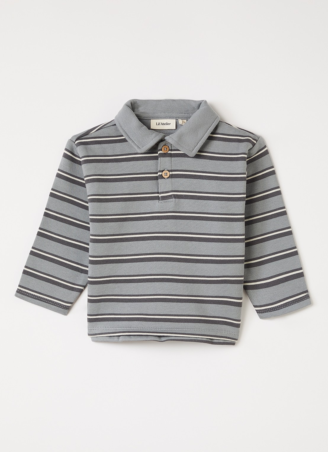 Lil 'Atelier NBMKilano polo met streepprint - voorkant 2 grijs