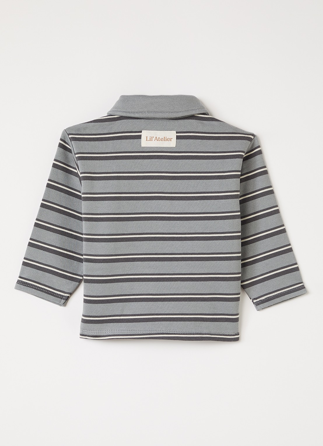 Lil 'Atelier NBMKilano polo met streepprint - voorkant 3 grijs