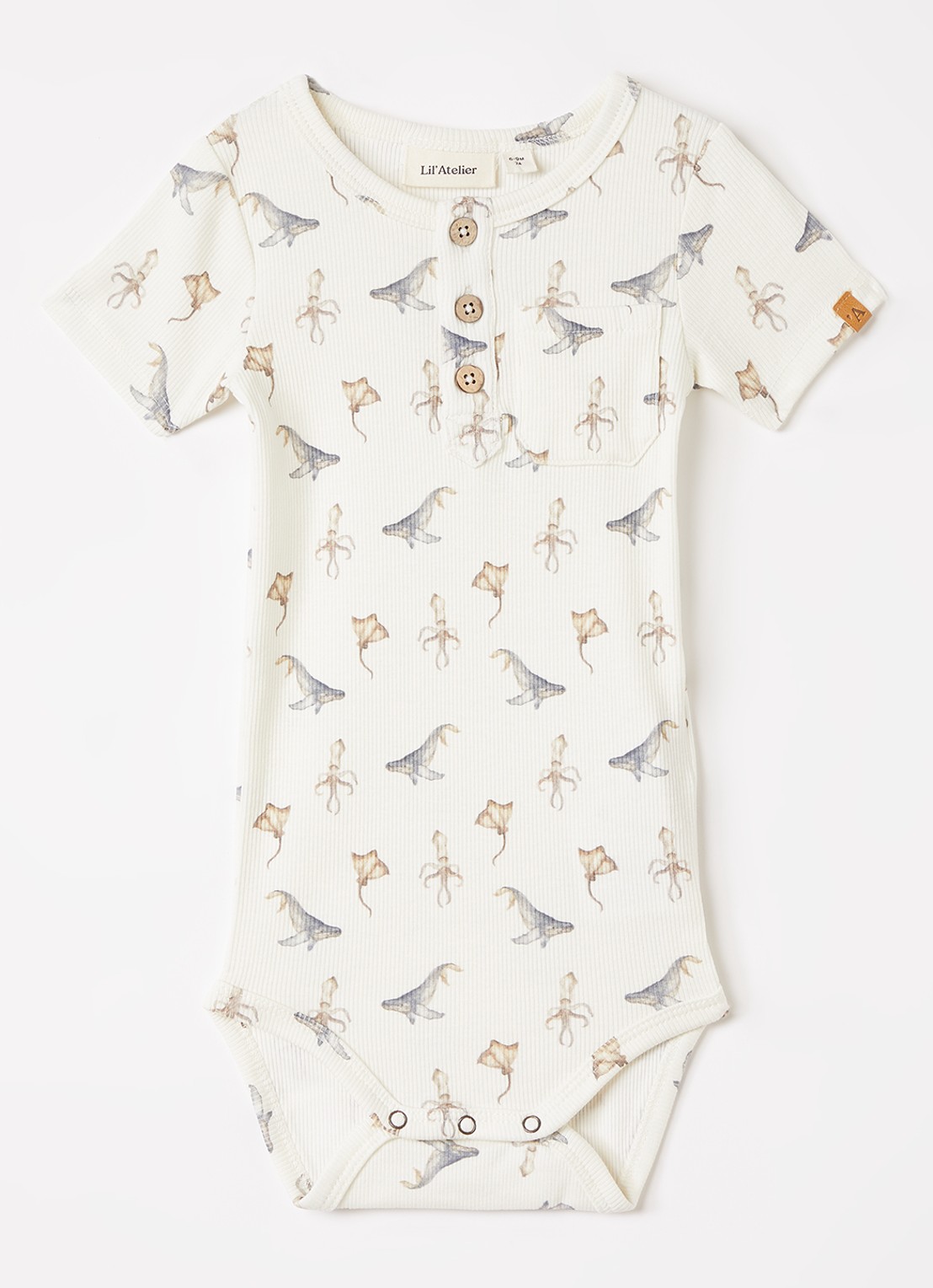 Lil 'Atelier NBMLavo romper met print - voorkant 3 gebroken wit