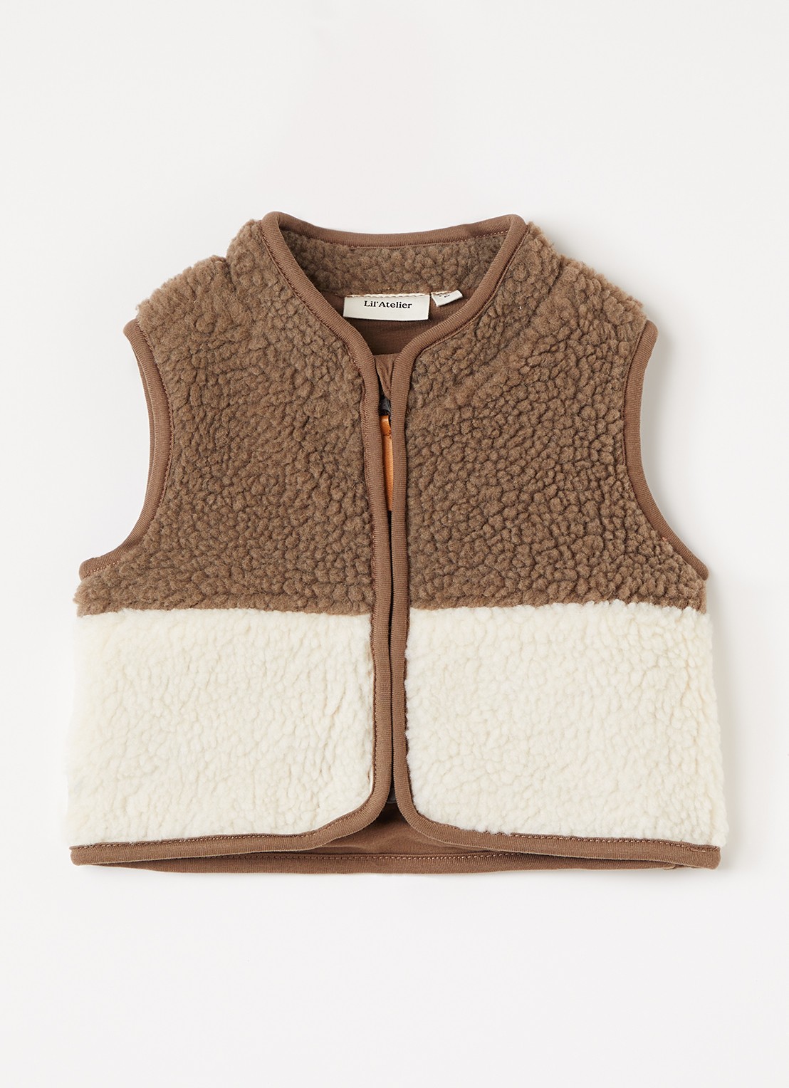 Lil 'Atelier NBMLayo bodywarmer van teddy - voorkant ivoor