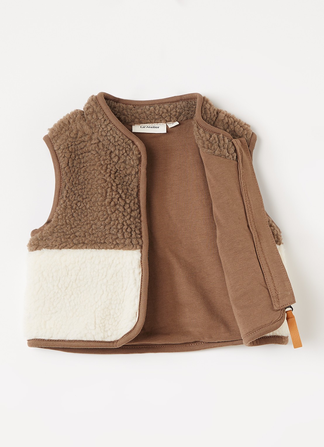 Lil 'Atelier NBMLayo bodywarmer van teddy - voorkant 2 ivoor
