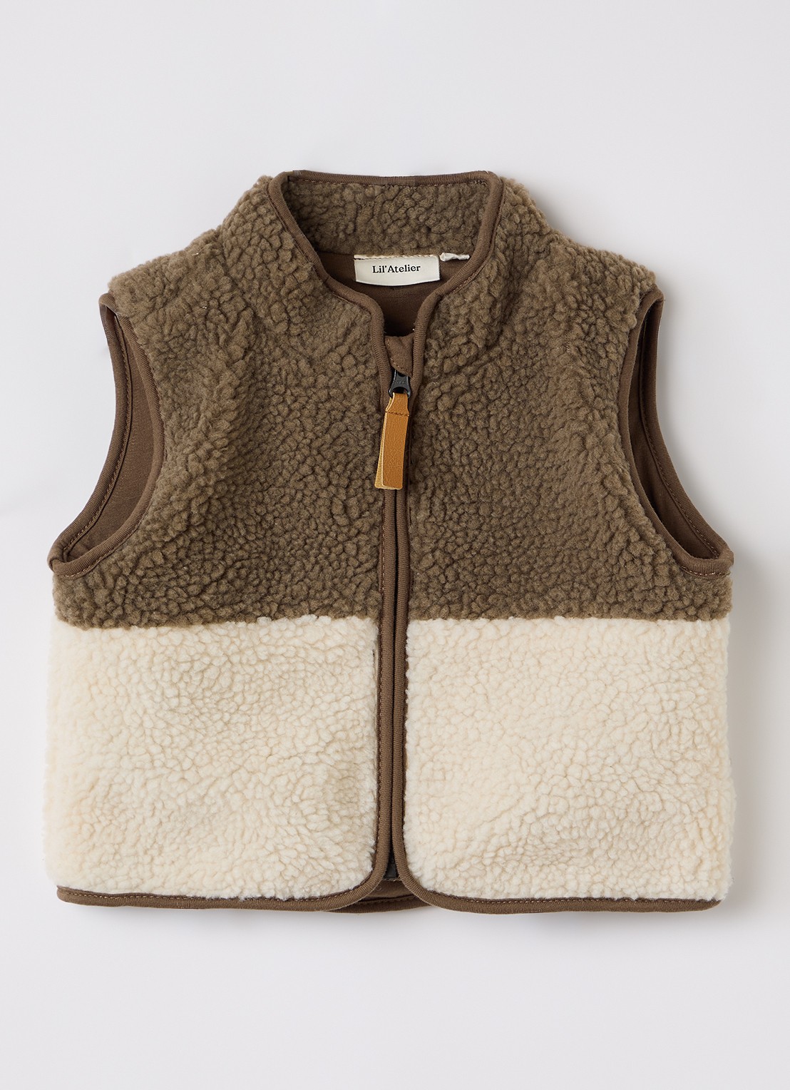Lil 'Atelier NBMLayo bodywarmer van teddy - voorkant bruin