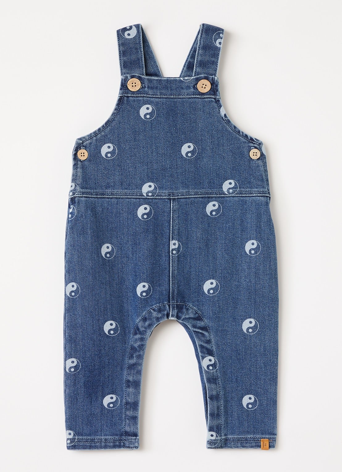 Lil 'Atelier NBMLivo slim fit tuinbroek van denim met print - voorkant 2 indigo
