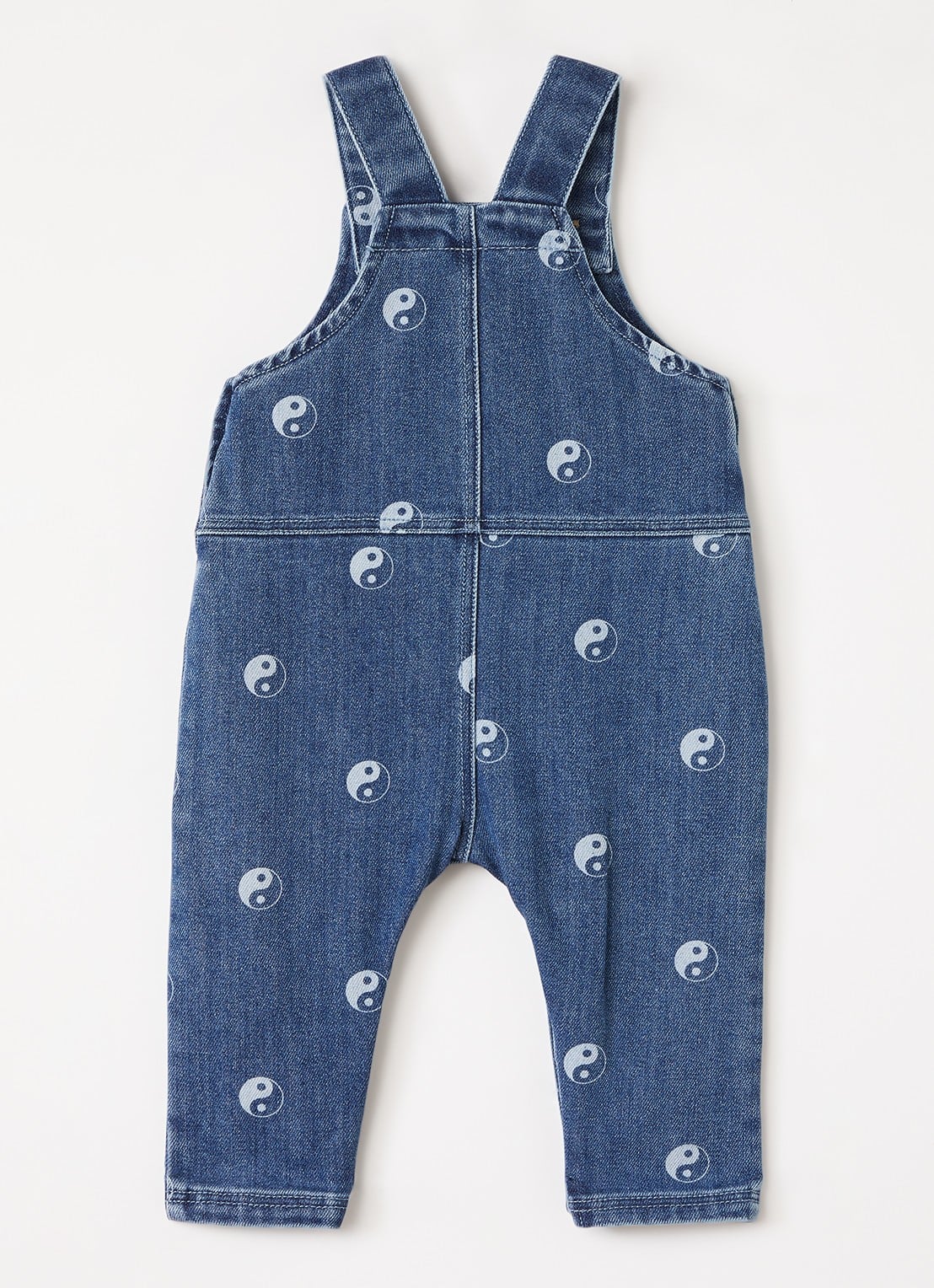 Lil 'Atelier NBMLivo slim fit tuinbroek van denim met print - voorkant 3 indigo