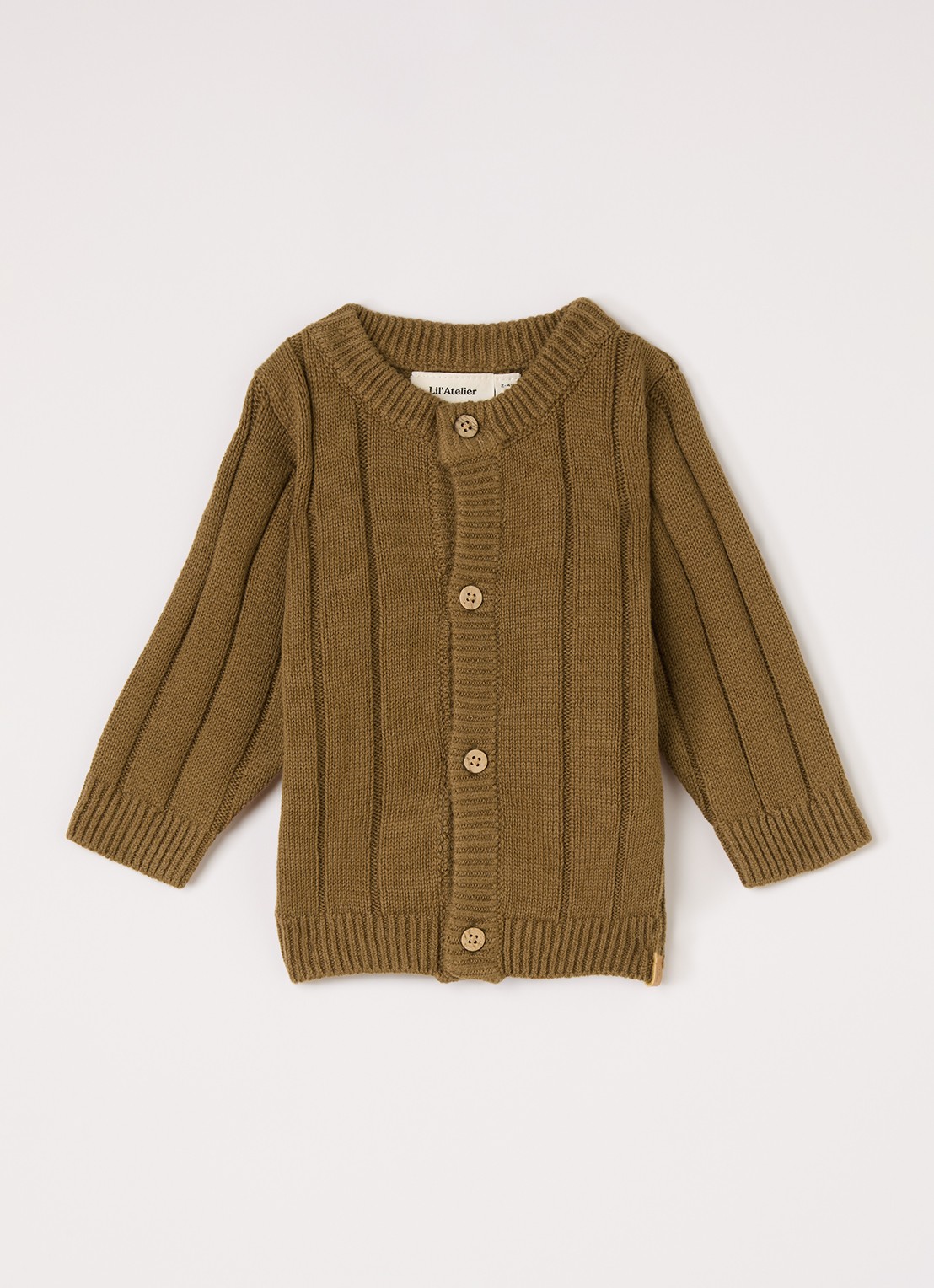 Lil 'Atelier NBMLomon grofgebreid vest - voorkant zand