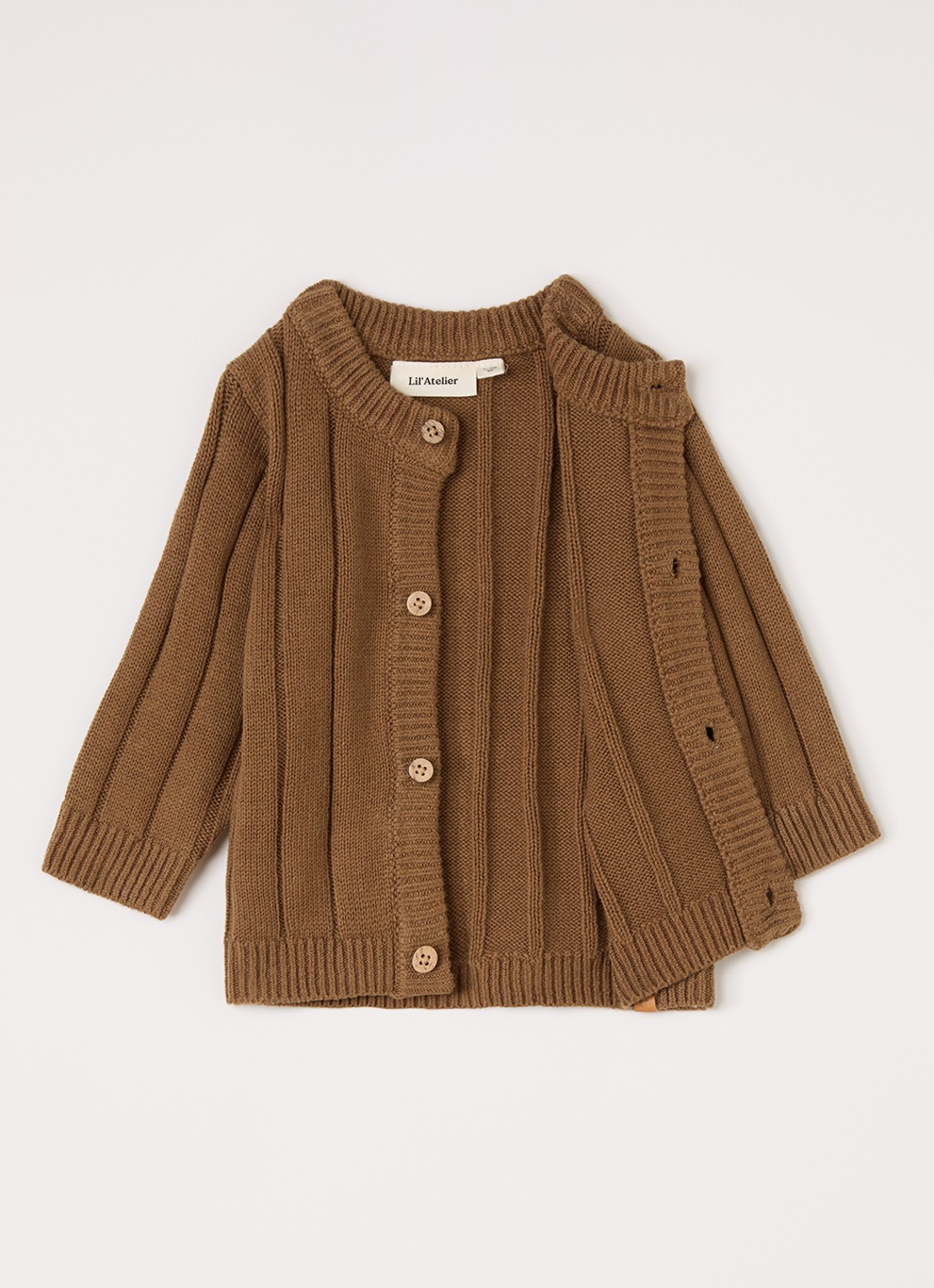 Lil 'Atelier NBMLomon grofgebreid vest - voorkant 2 zand