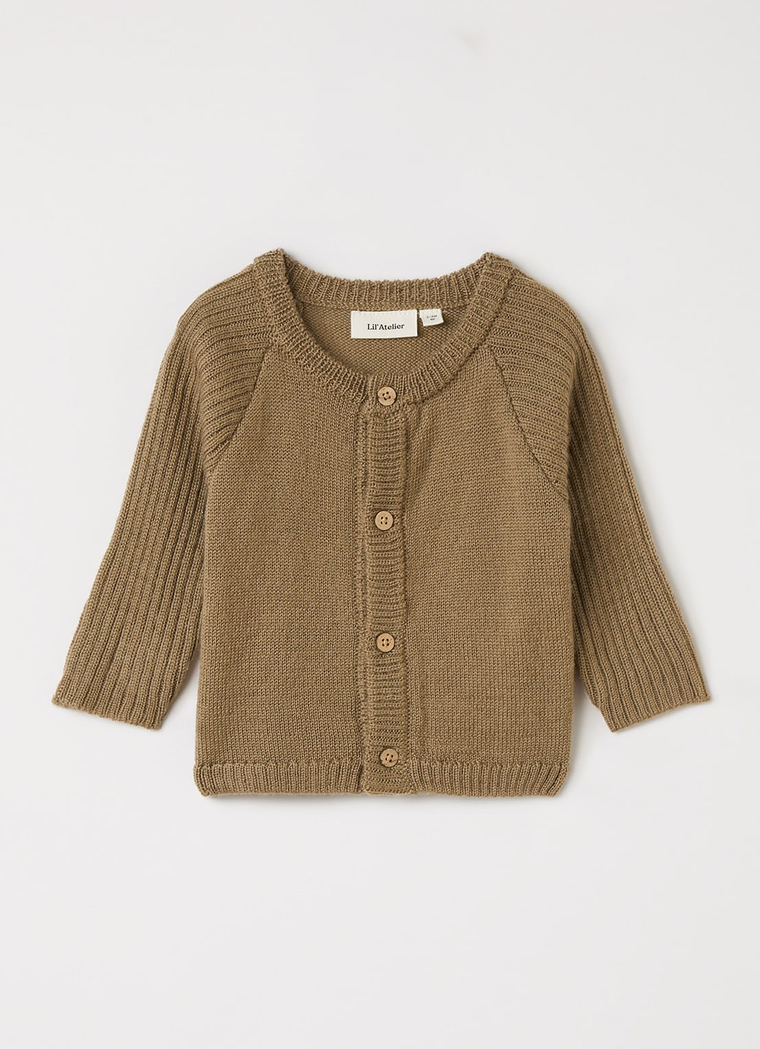 Lil 'Atelier NBMNomo grofgebreid vest van wol - voorkant 2 zand