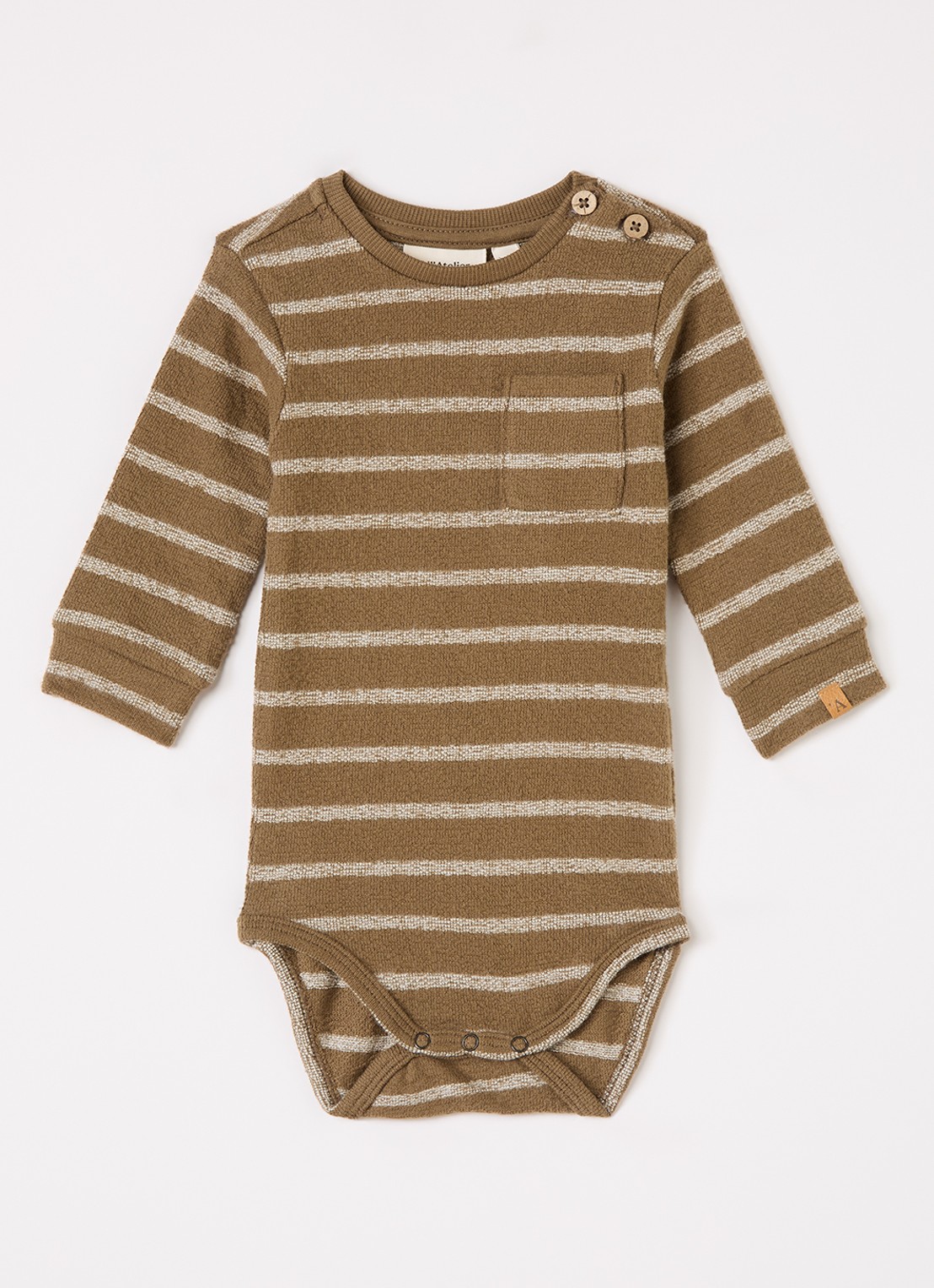 Lil 'Atelier NBMoby romper met streepprint - voorkant olijfgroen