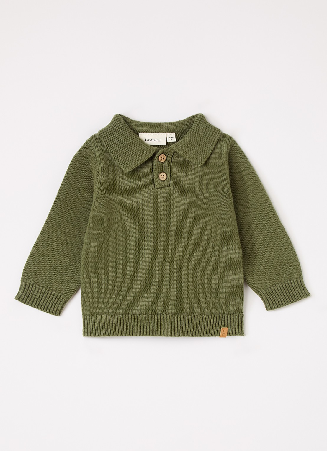 Lil 'Atelier NBMOlo fijngebreide trui met polokraag - voorkant beige