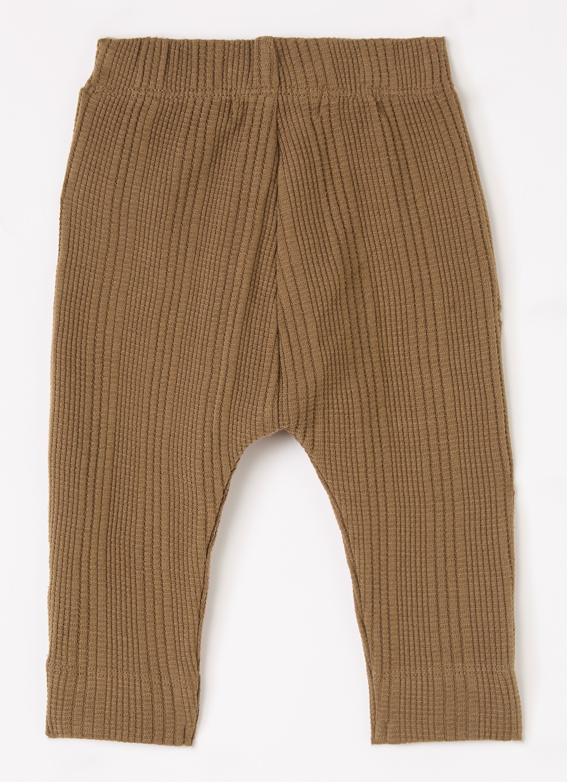 Lil 'Atelier NBMOpelle loose fit babybroek met ribstructuur - voorkant 3 lichtbruin