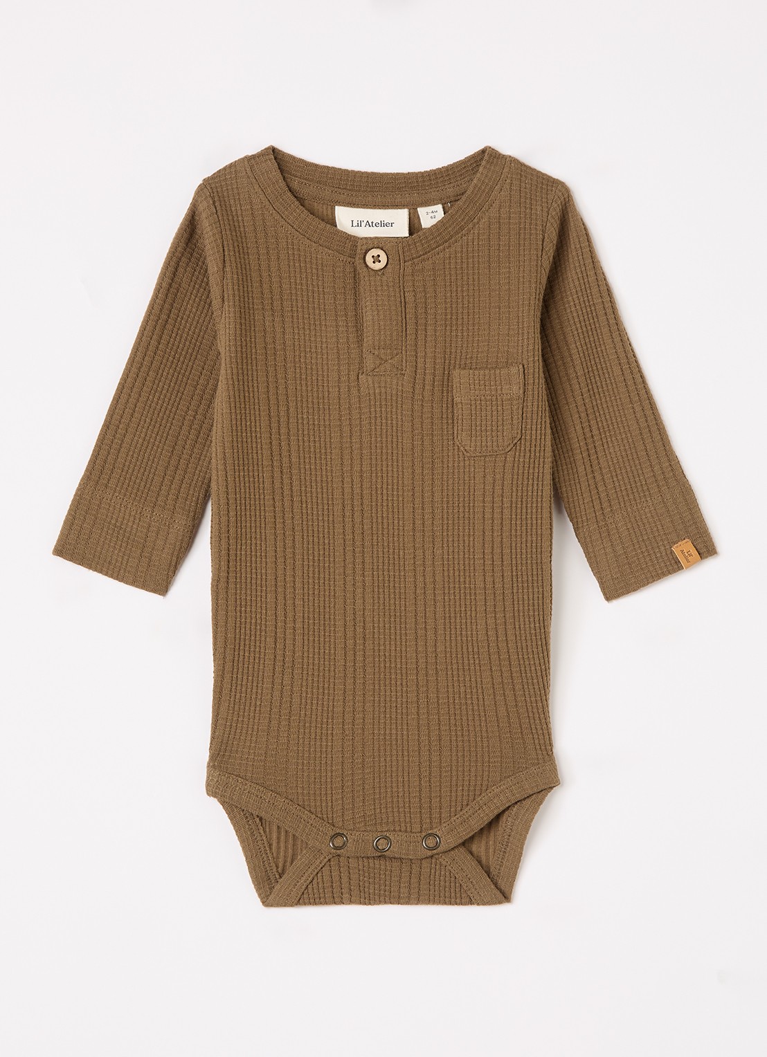 Lil 'Atelier NBMOpelle romper met ribstructuur - voorkant lichtbruin