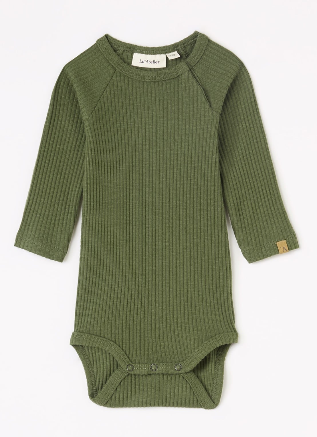Lil 'Atelier NBMRajo Meb romper met ribstructuur - voorkant mosgroen