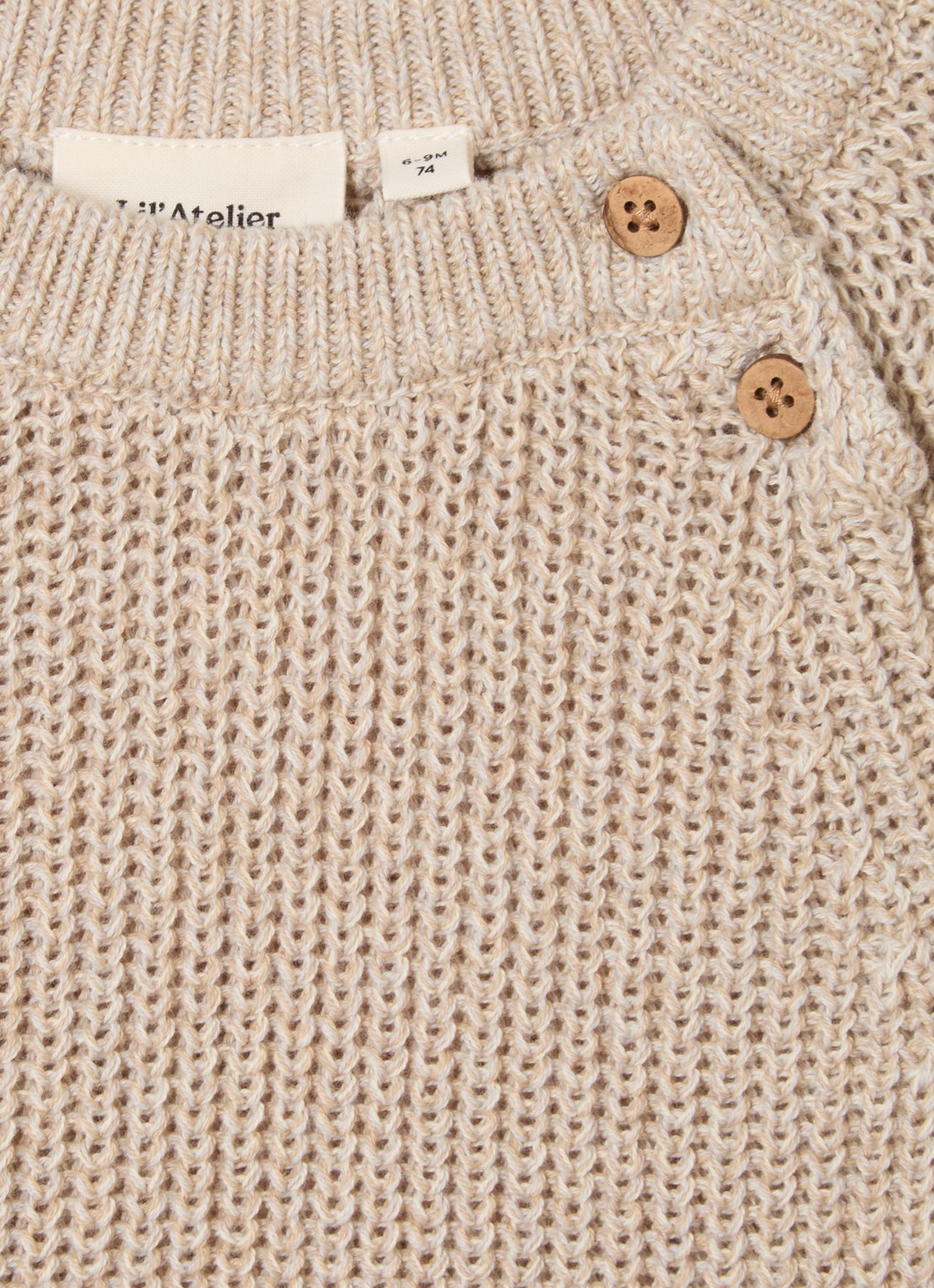 Lil 'Atelier NBMRokkos grofgebreide trui - detail beige