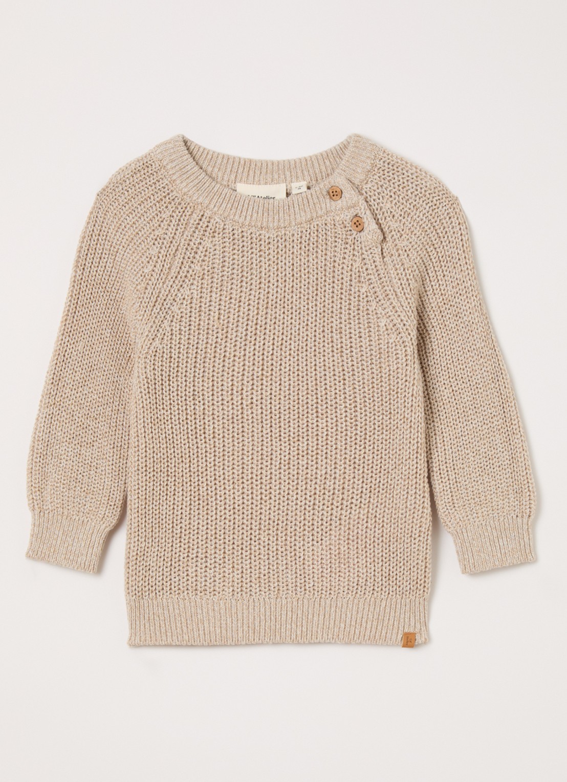 Lil 'Atelier NBMRokkos grofgebreide trui - voorkant 2 beige