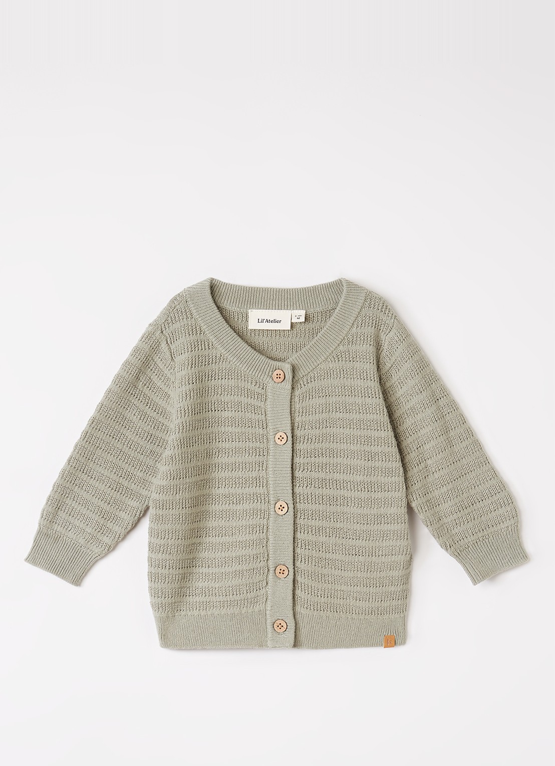 Lil 'Atelier NBMThunder grofgebreid vest - voorkant 2 lindegroen