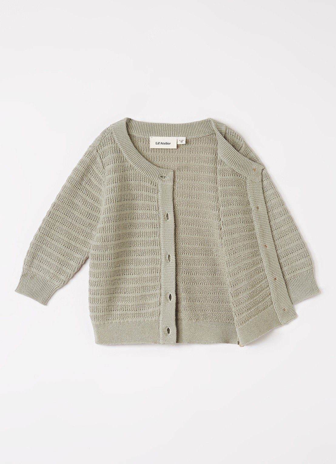 Lil 'Atelier NBMThunder grofgebreid vest - voorkant 3 lindegroen