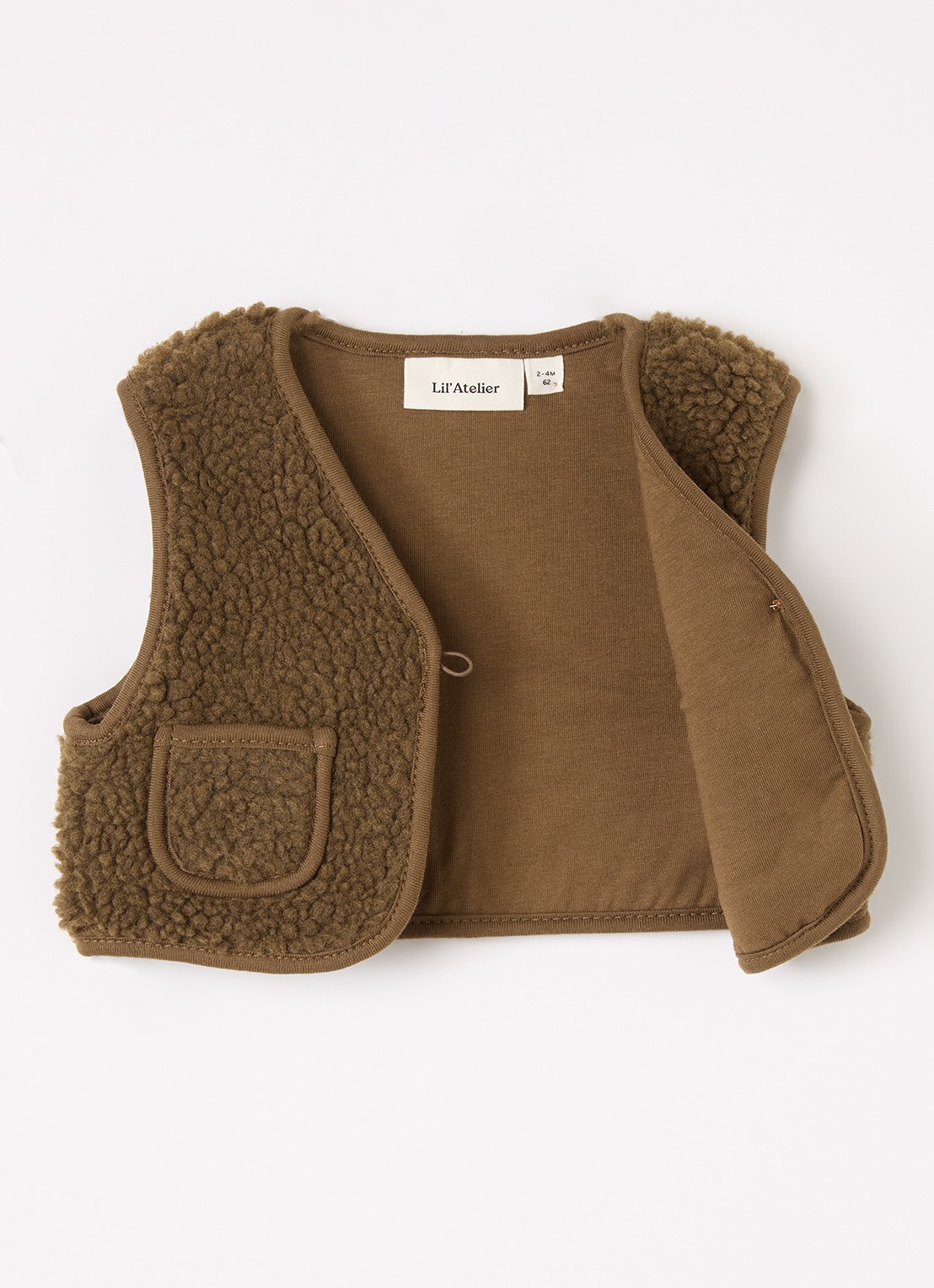 Lil 'Atelier NBNJono gilet van teddy - voorkant 2 lichtbruin