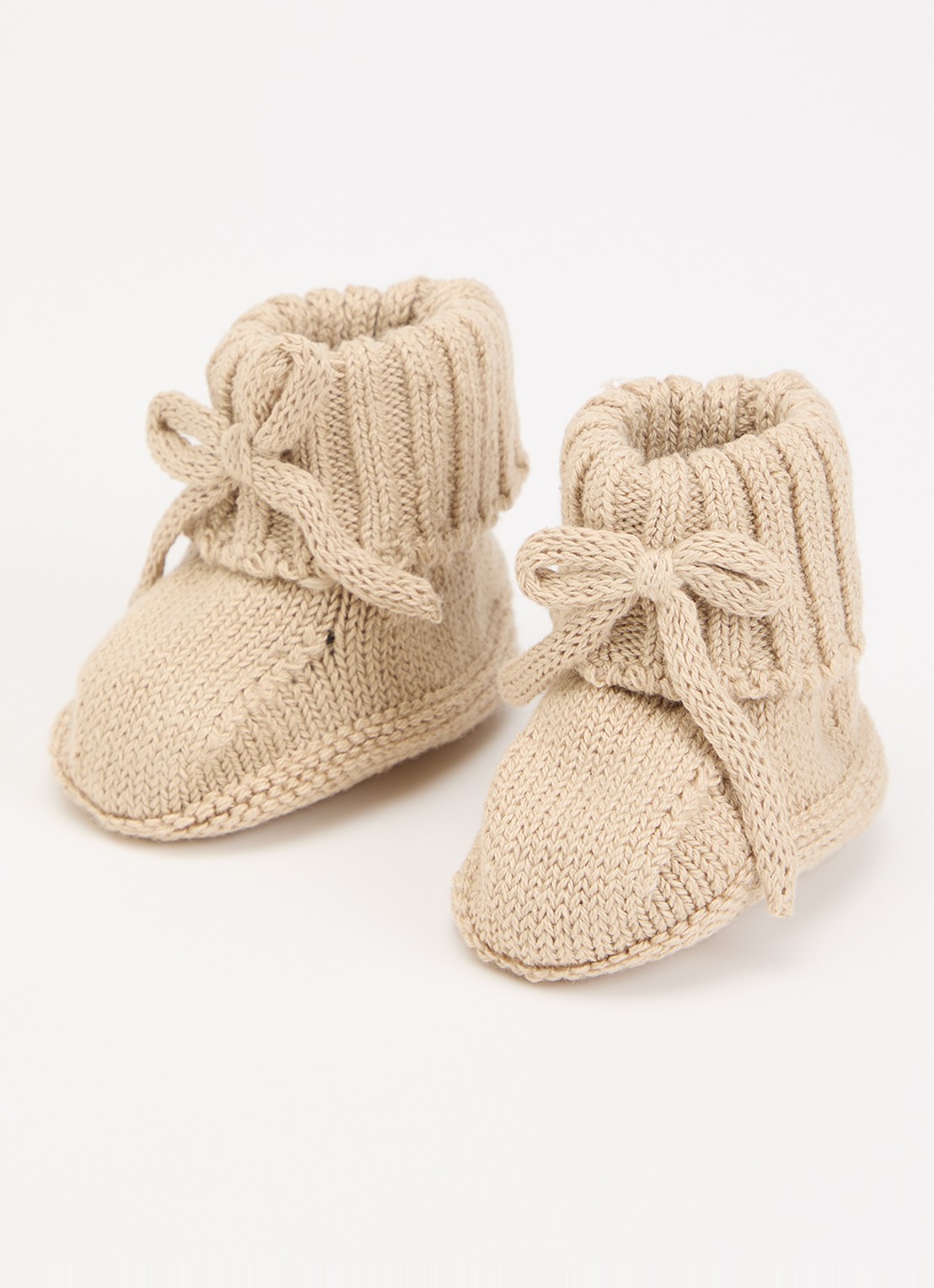 Lil 'Atelier NBNLaguna gebreide babyslofjes in katoenblend - voorkant 2 beige