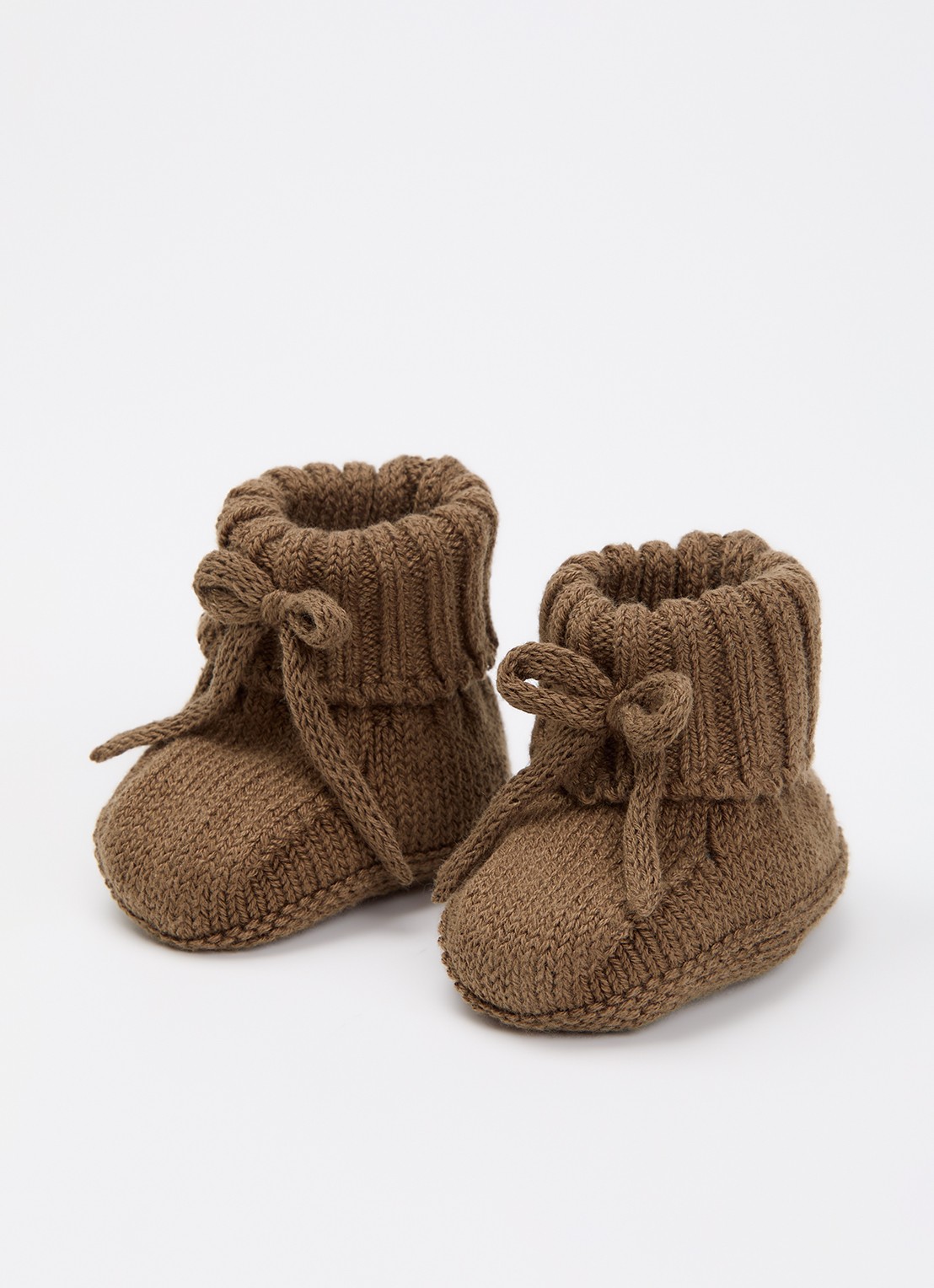 Lil 'Atelier NBNLaguna gebreide babyslofjes in katoenblend - voorkant bronsgroen