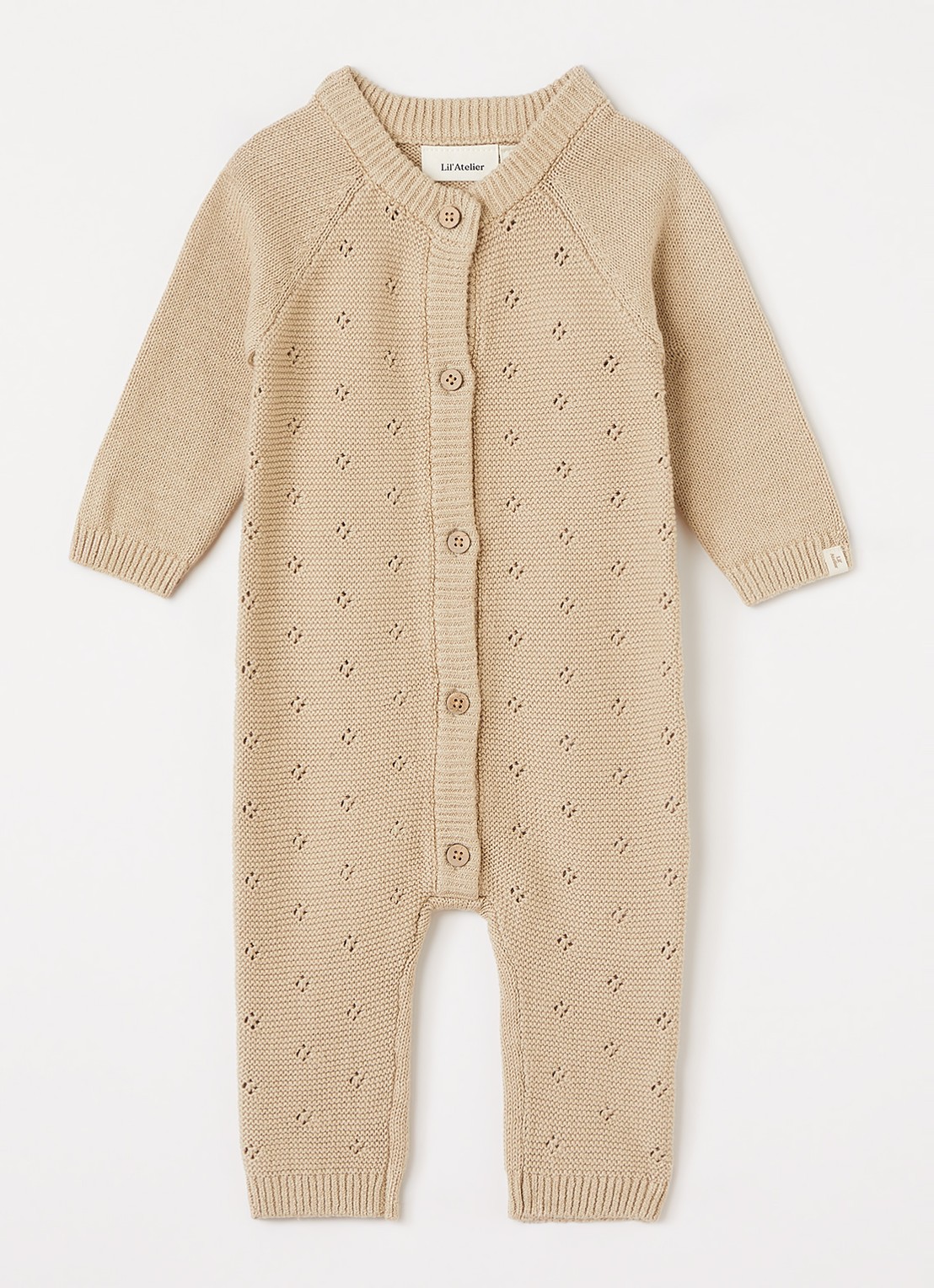 Lil 'Atelier NBNLaguna grofgebreid babypak met opengewerkt dessin - voorkant wit