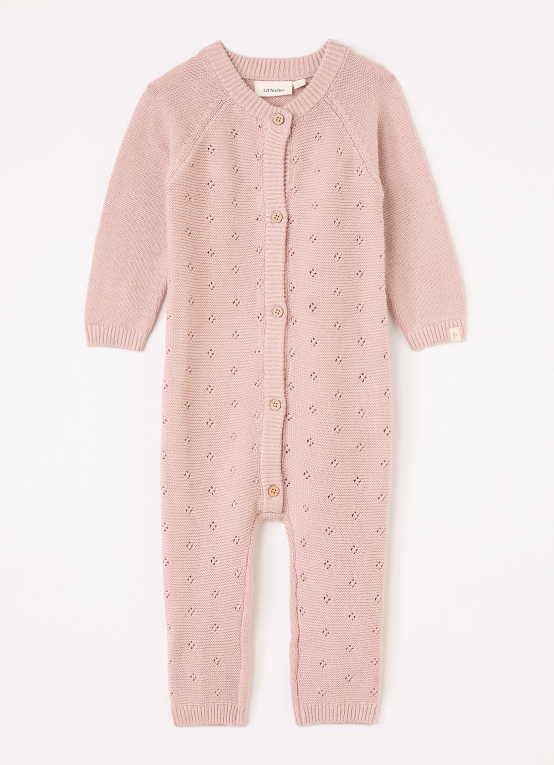 Lil 'Atelier NBNLaguna grofgebreid babypak met opengewerkt dessin - voorkant 3 roze