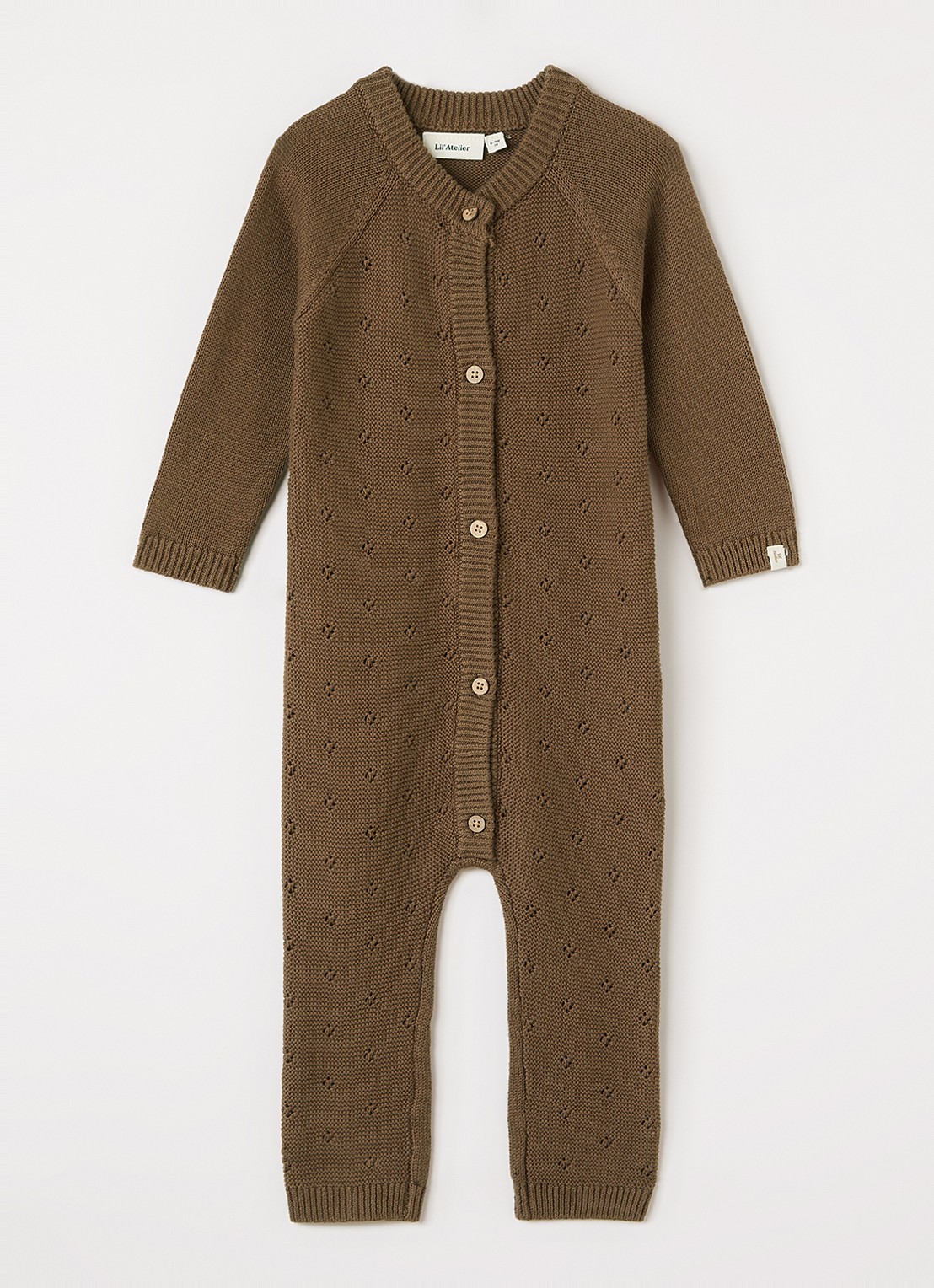 Lil 'Atelier NBNLaguna grofgebreid babypak met opengewerkt dessin - voorkant 3 bruin
