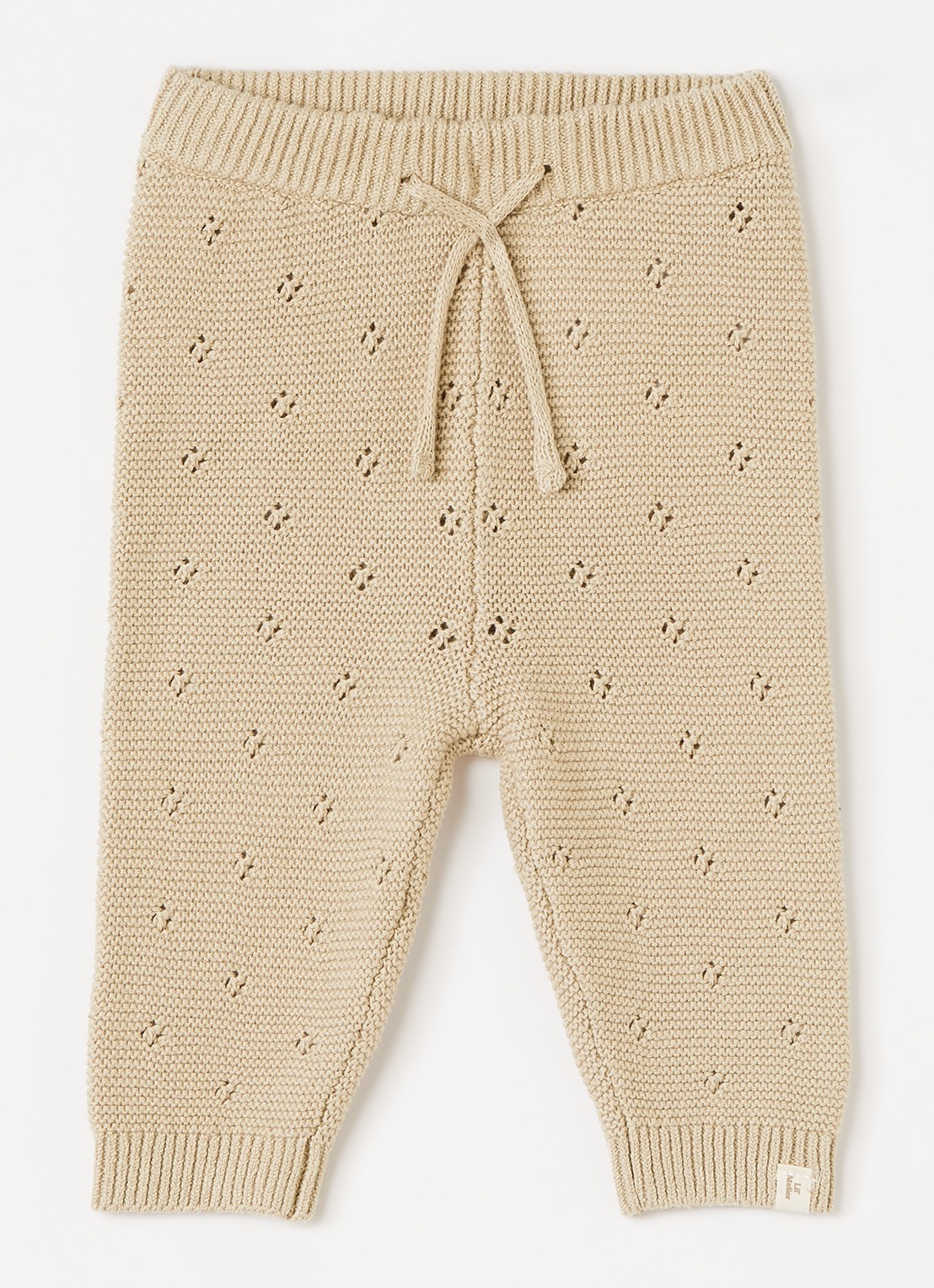 Lil 'Atelier NBNLaguna grofgebreide babybroek met opengewerkt dessin - voorkant wit