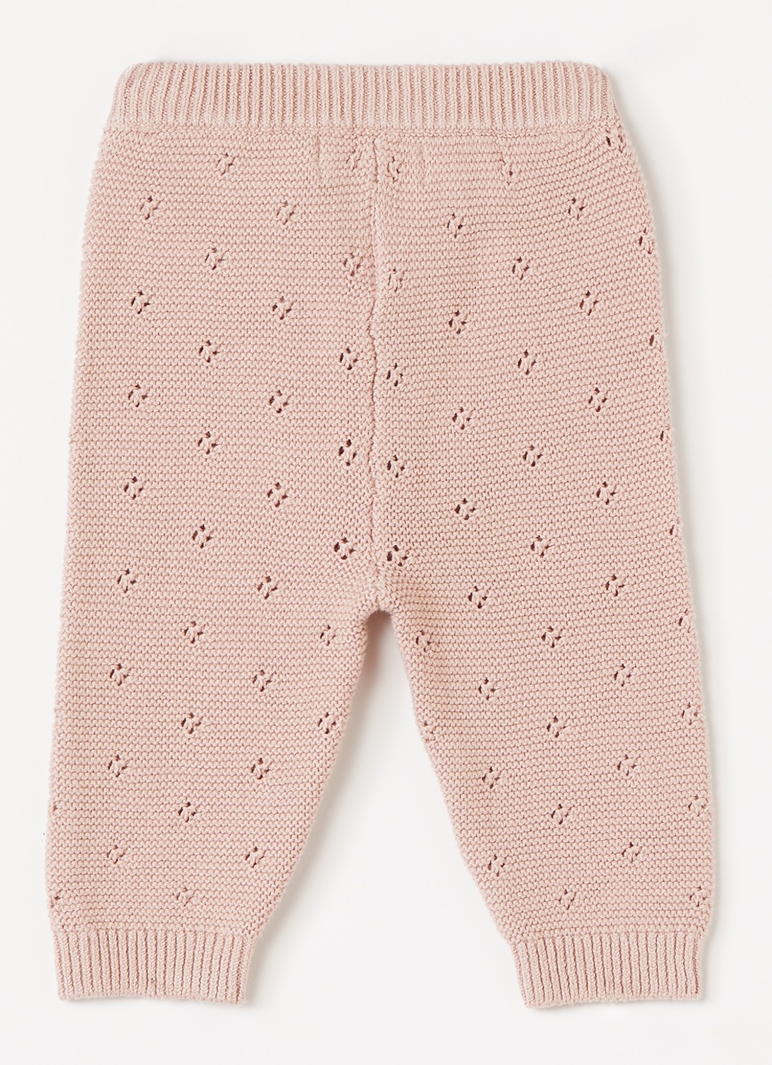 Lil 'Atelier NBNLaguna grofgebreide babybroek met opengewerkt dessin - voorkant 2 roze