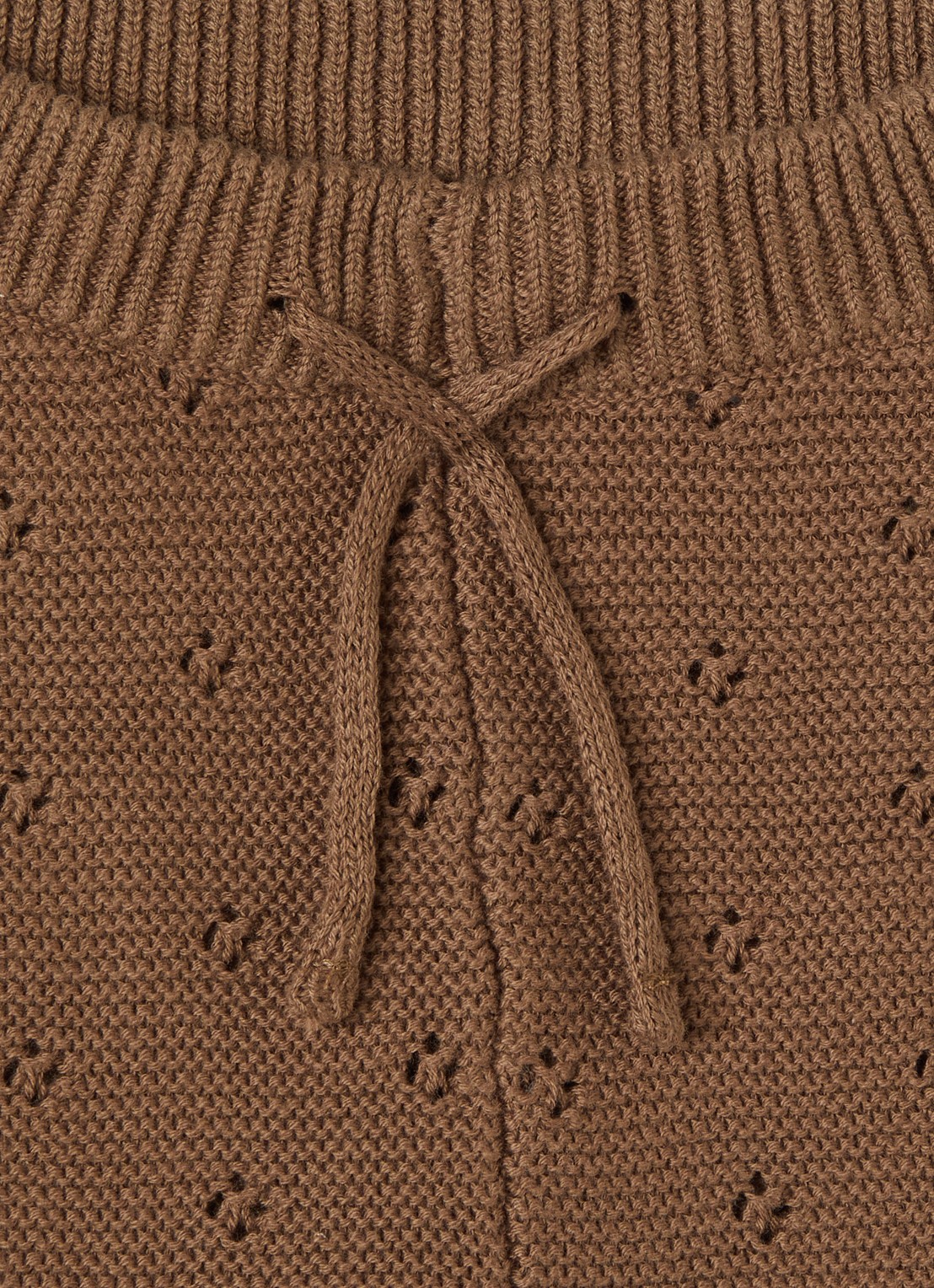Lil 'Atelier NBNLaguna grofgebreide babybroek met opengewerkt dessin - detail bruin