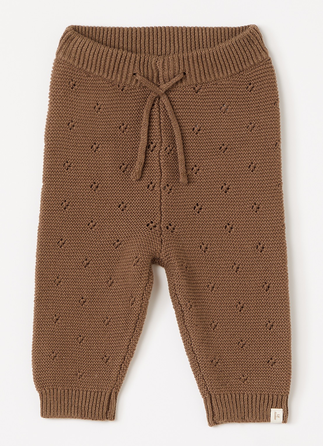 Lil 'Atelier NBNLaguna grofgebreide babybroek met opengewerkt dessin - voorkant 2 bruin