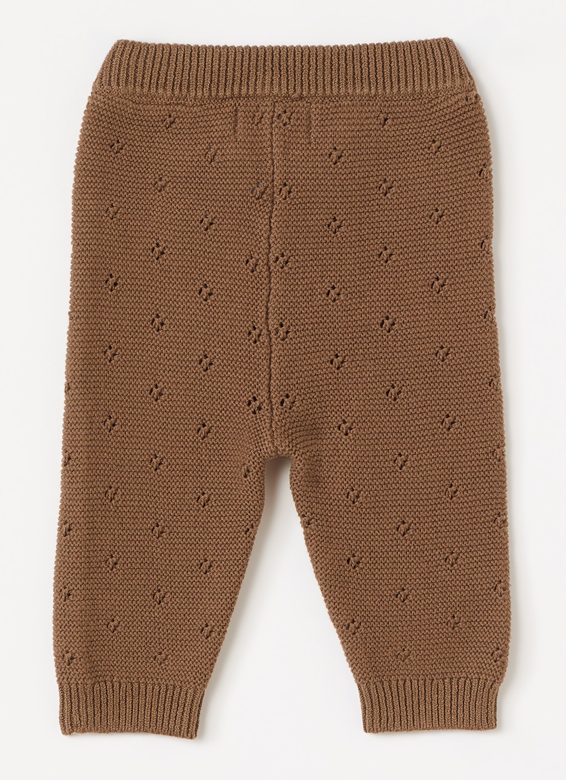 Lil 'Atelier NBNLaguna grofgebreide babybroek met opengewerkt dessin - voorkant 3 bruin