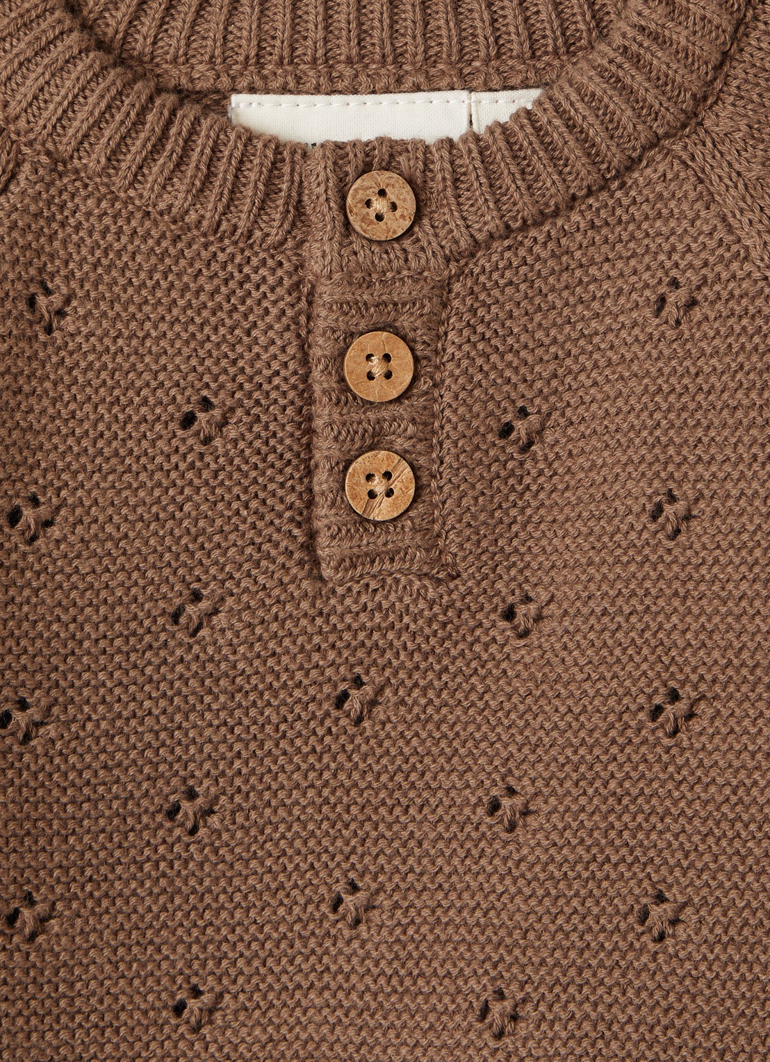 Lil 'Atelier NBNLaguna grofgebreide trui met opengewerkt dessin - detail 2 bruin