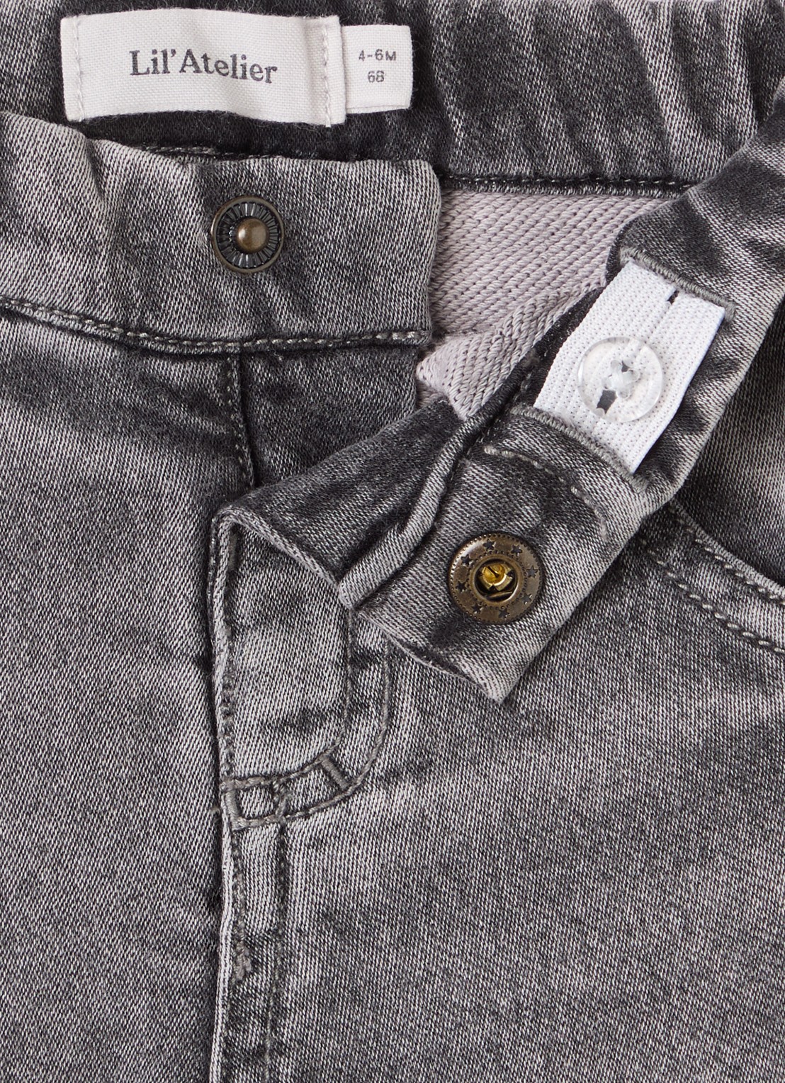 Lil 'Atelier NBNLulia loose fit jeans met gekleurde wassing - detail grijs