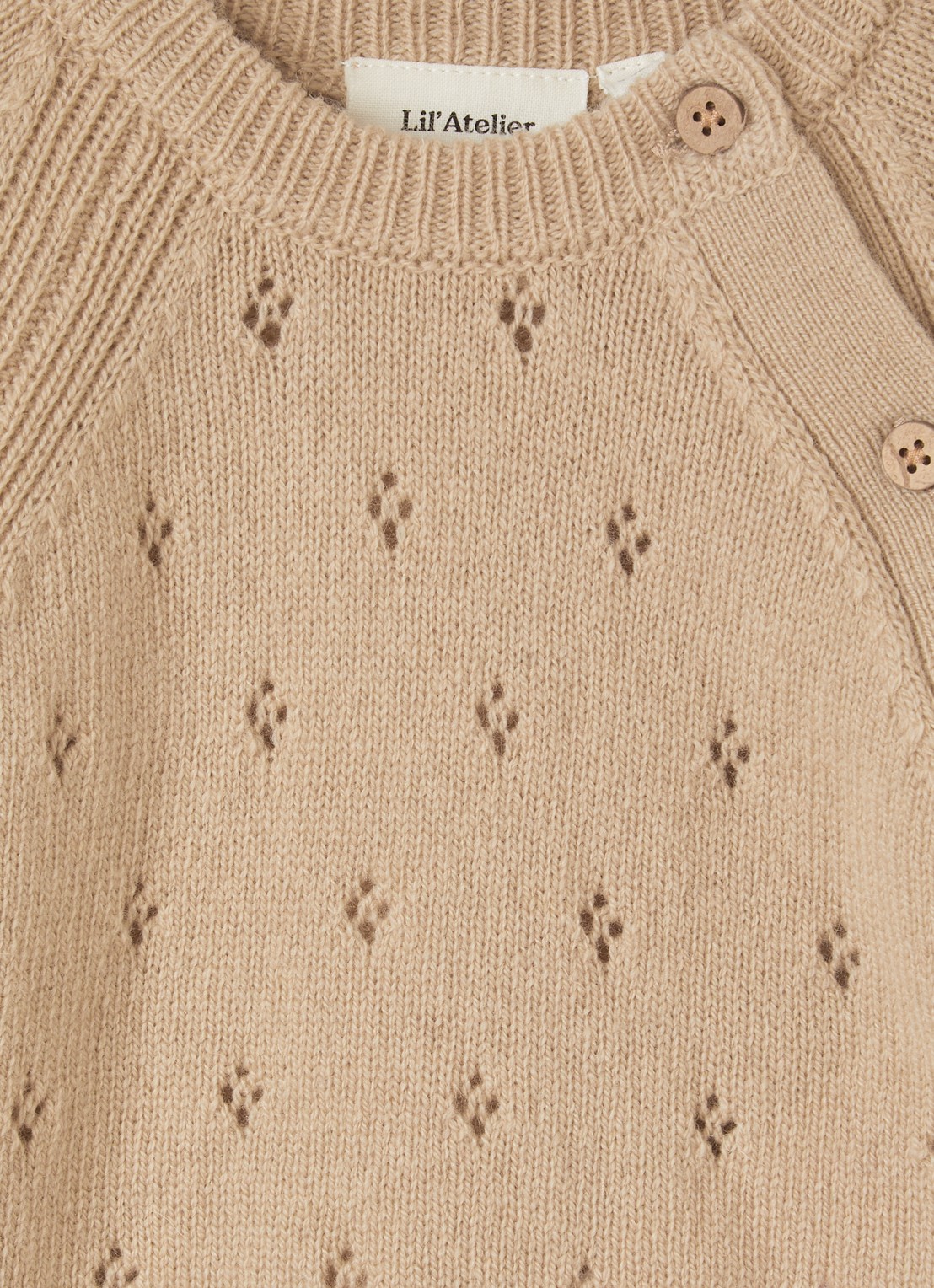 Lil 'Atelier NBNNalio fijngebreid vest met asymmetrisch detail - detail 3 donkerbeige