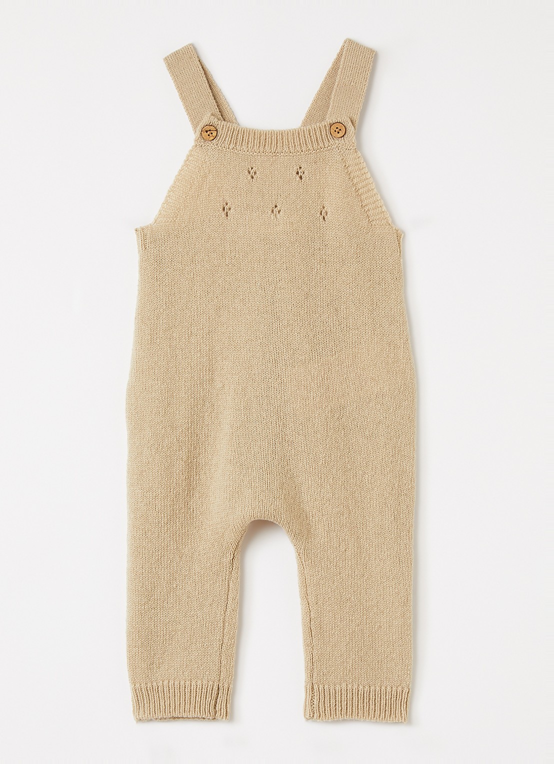 Lil 'Atelier NBNNalio fijngebreide tuinbroek in kasjmierblend - voorkant beige
