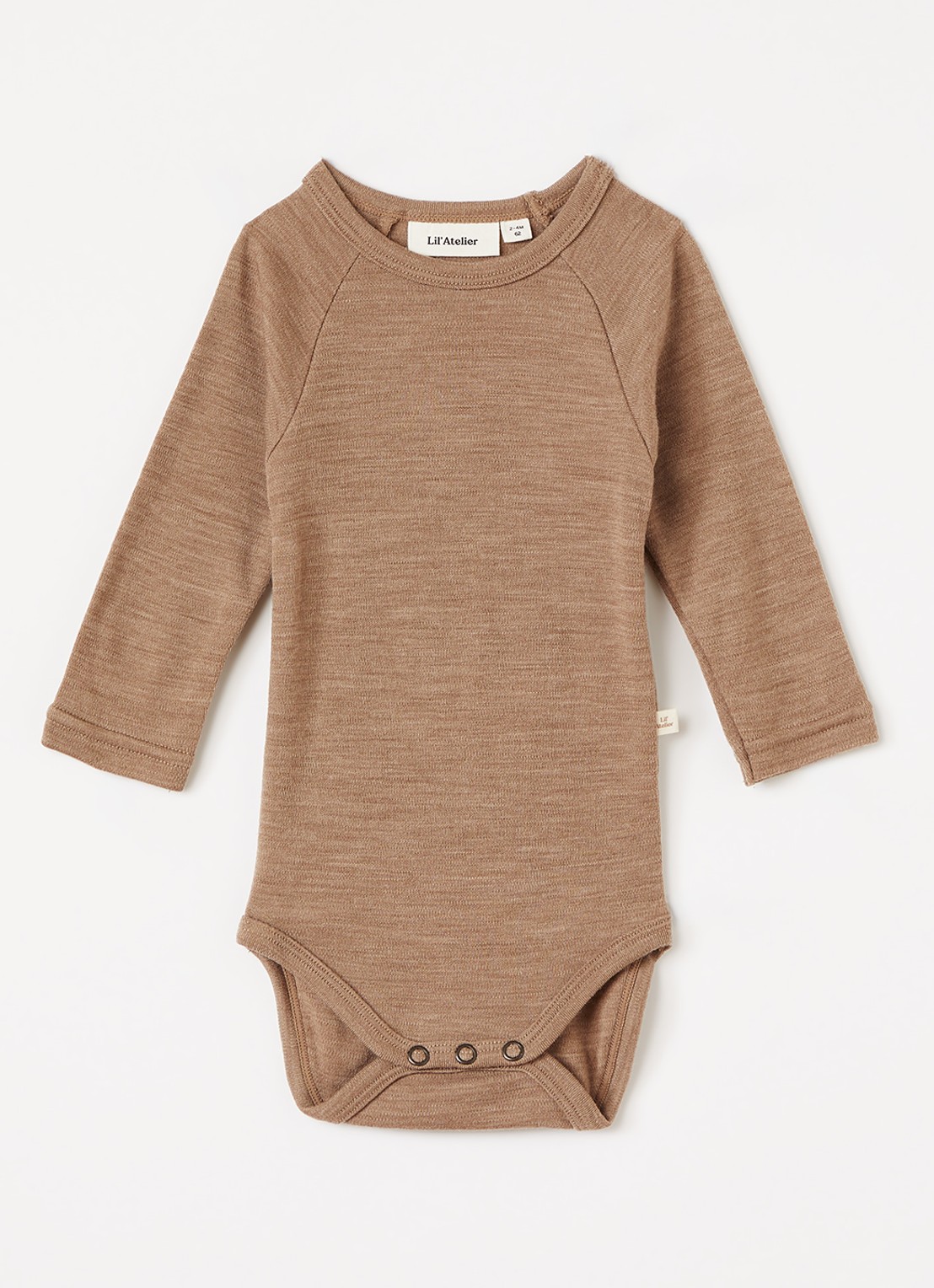 Lil 'Atelier NBNNester romper van merinowol - voorkant donkerbruin