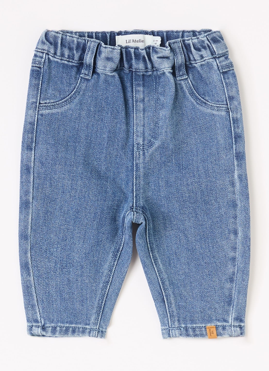 Lil 'Atelier NBNObello loose fit jeans met medium wassing - voorkant indigo