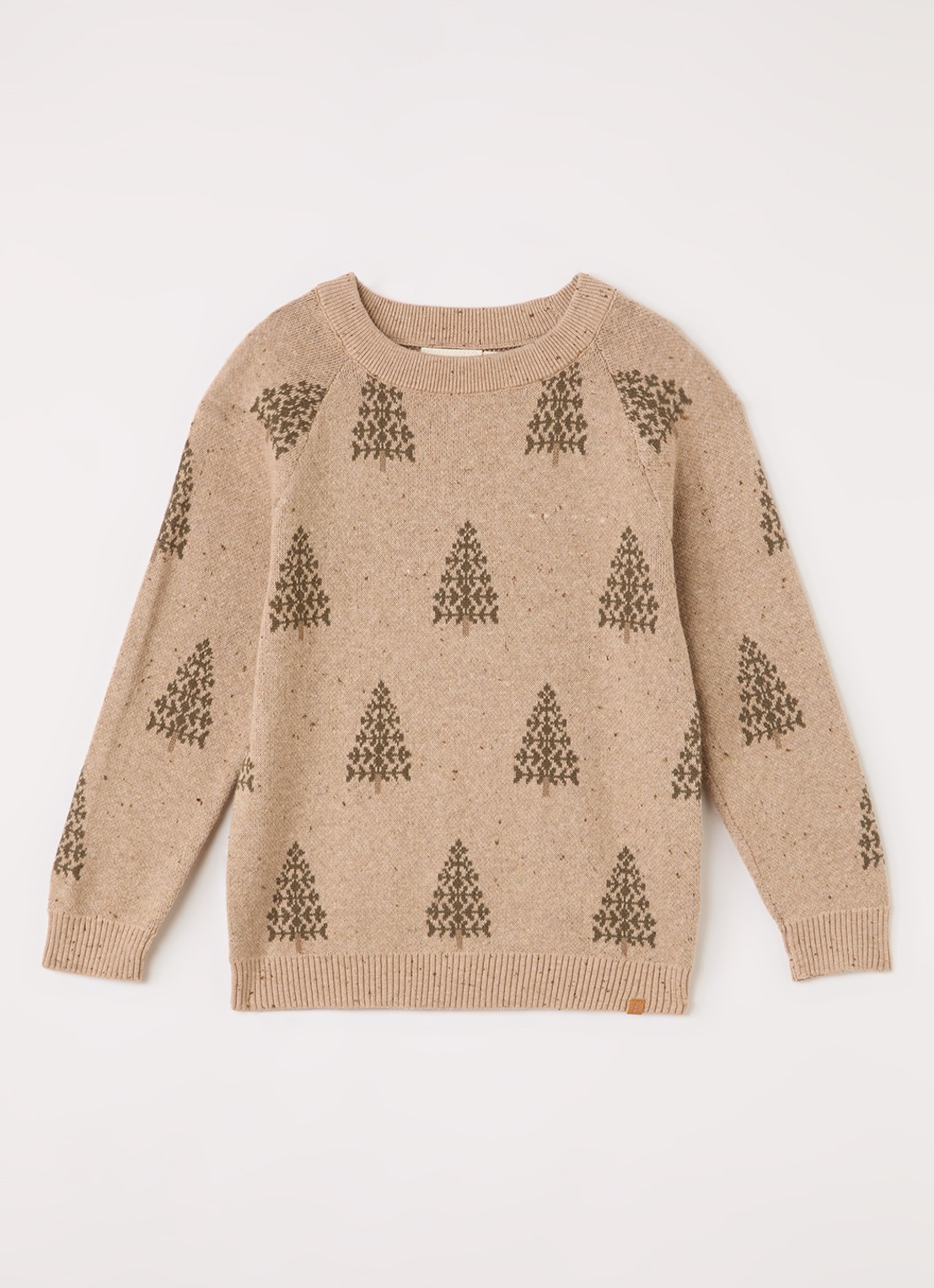 Lil 'Atelier NMBGalto fijngebreide trui met ingebreid patroon - voorkant 2 beige